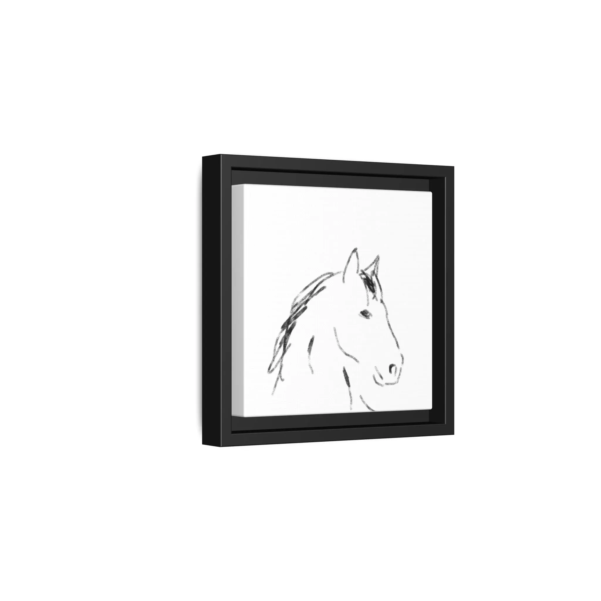 "Horse" - Artistic Framed Canvas - Modern Minimalist Line Art
