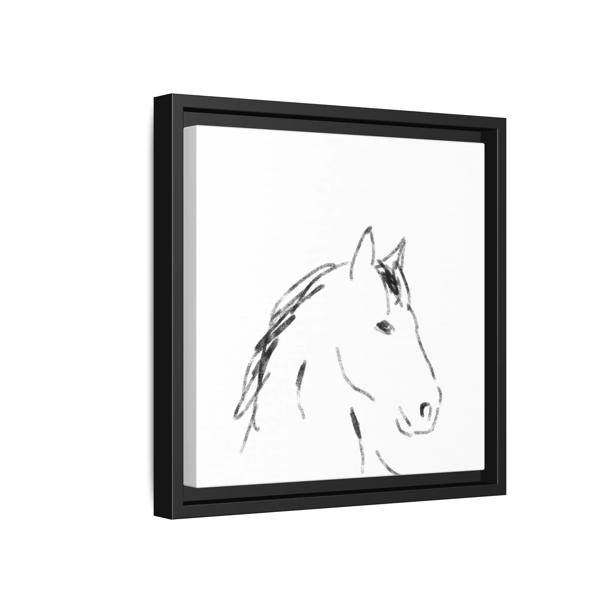 "Horse" - Artistic Framed Canvas - Modern Minimalist Line Art