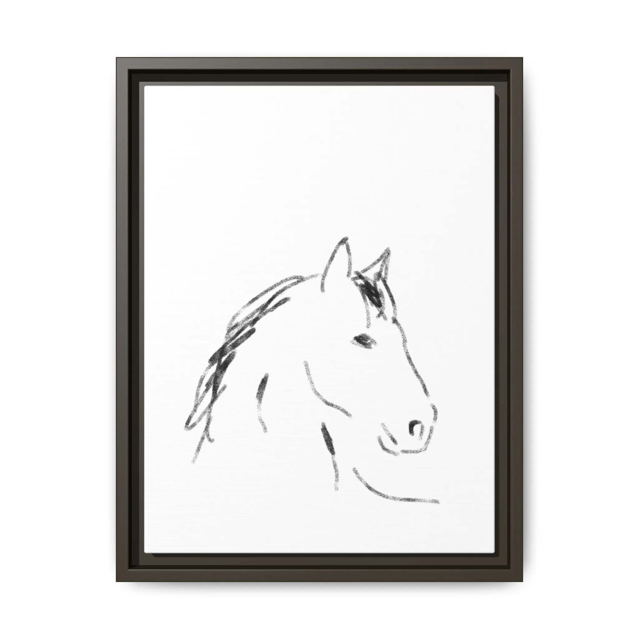 "Horse" - Artistic Framed Canvas - Modern Minimalist Line Art