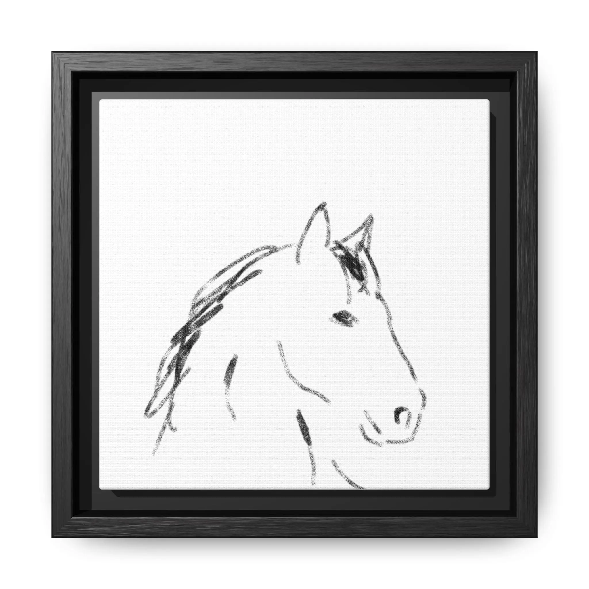 "Horse" - Artistic Framed Canvas - Modern Minimalist Line Art