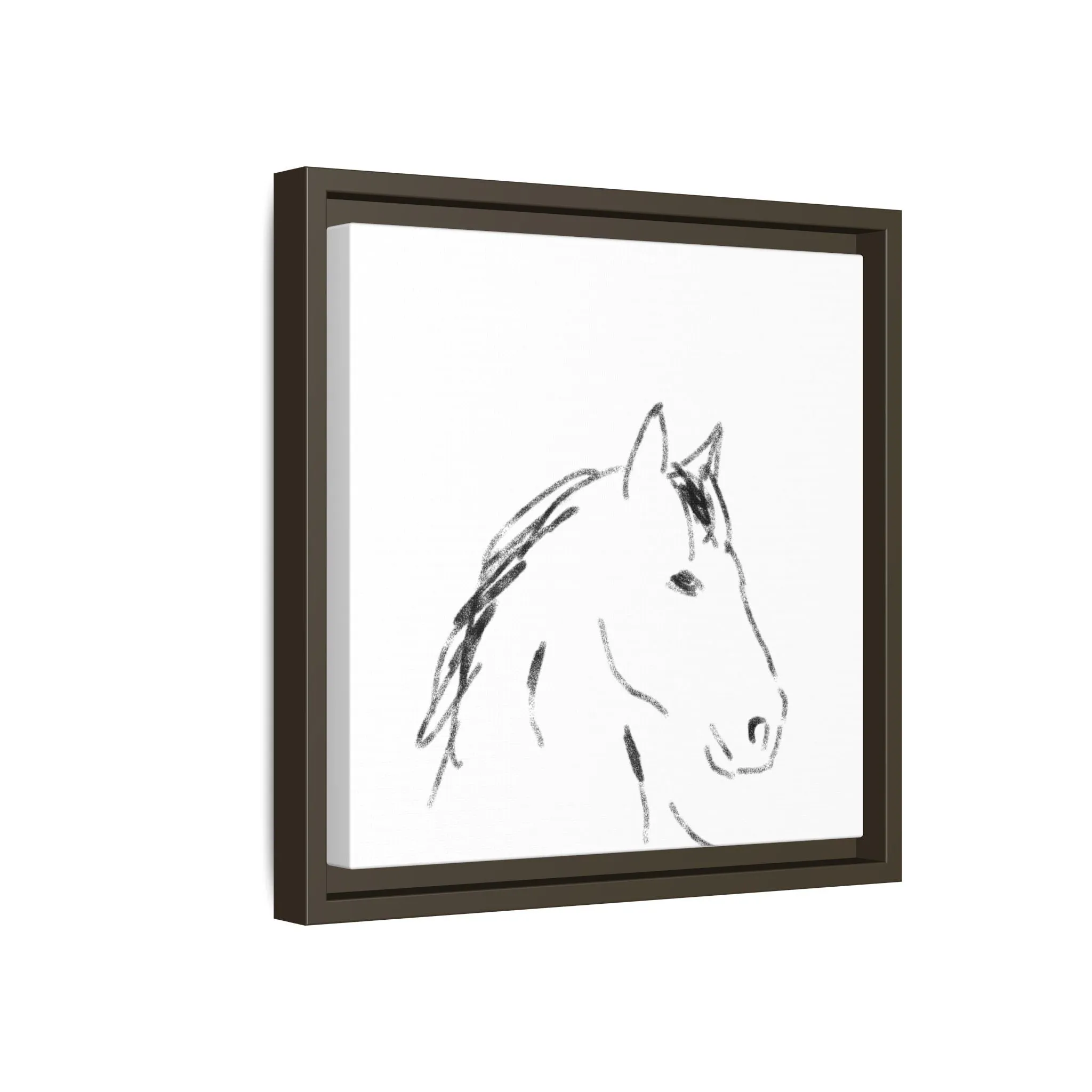 "Horse" - Artistic Framed Canvas - Modern Minimalist Line Art