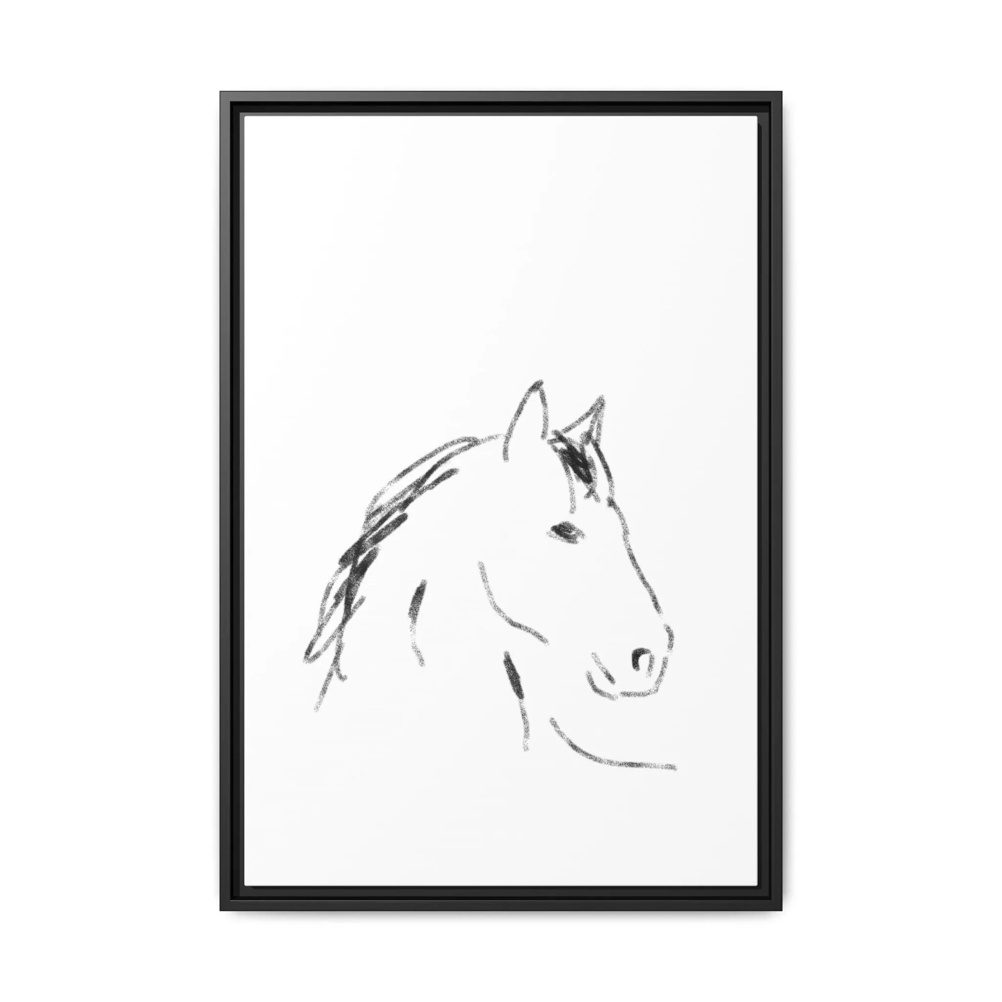 "Horse" - Artistic Framed Canvas - Modern Minimalist Line Art