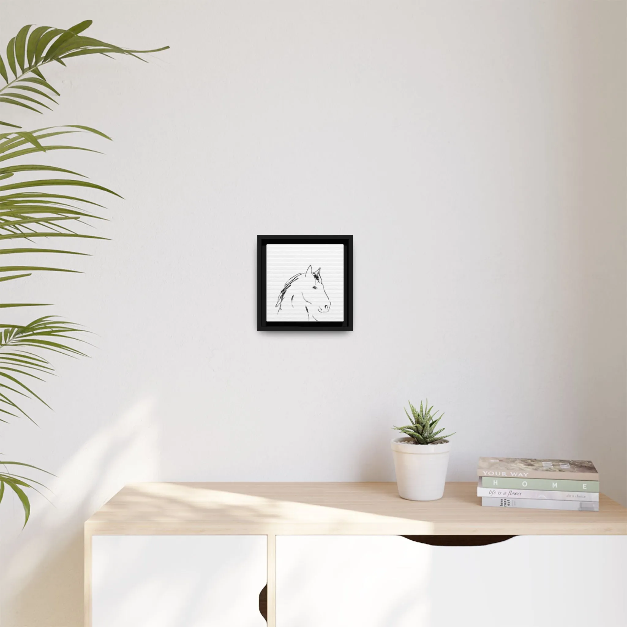 "Horse" - Artistic Framed Canvas - Modern Minimalist Line Art