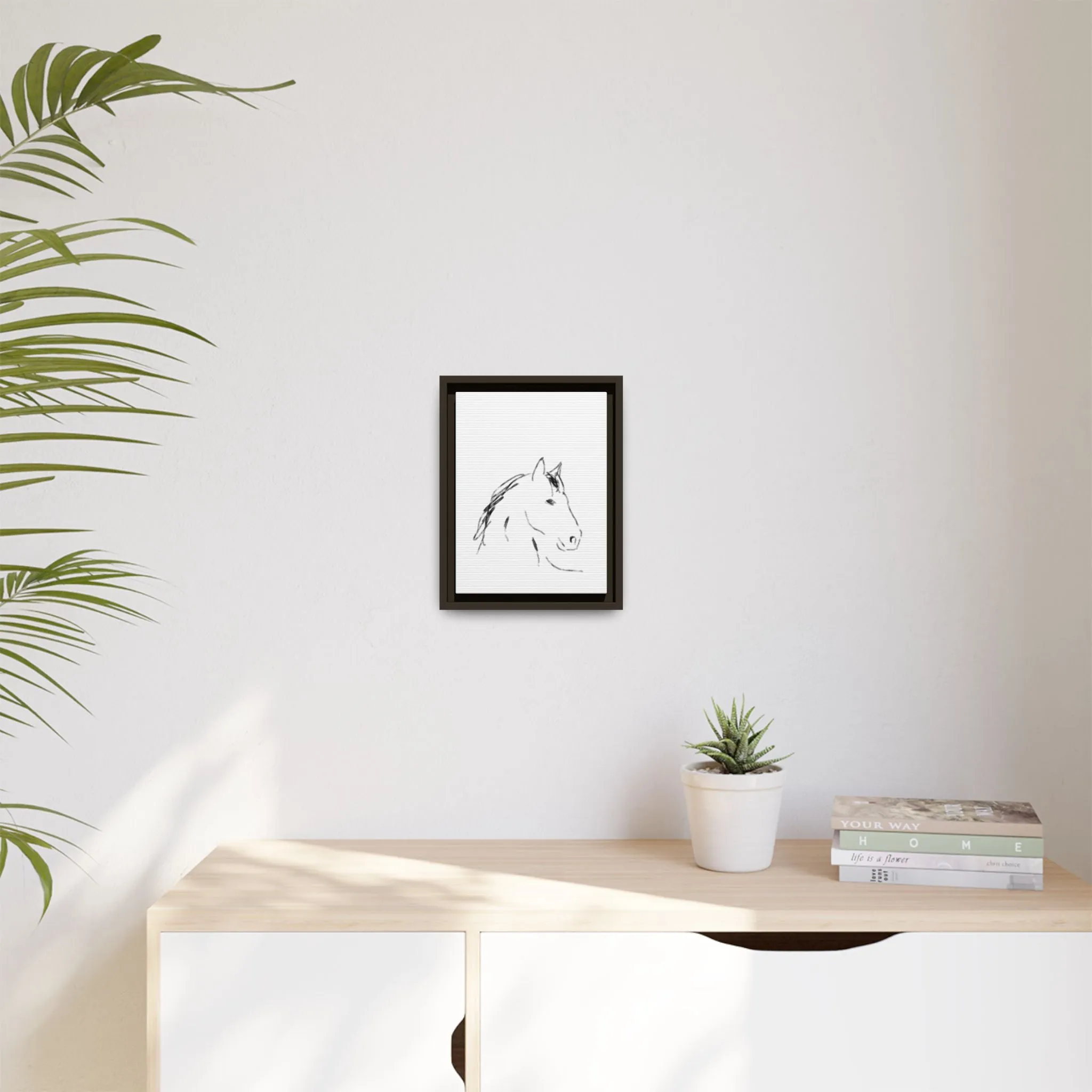 "Horse" - Artistic Framed Canvas - Modern Minimalist Line Art