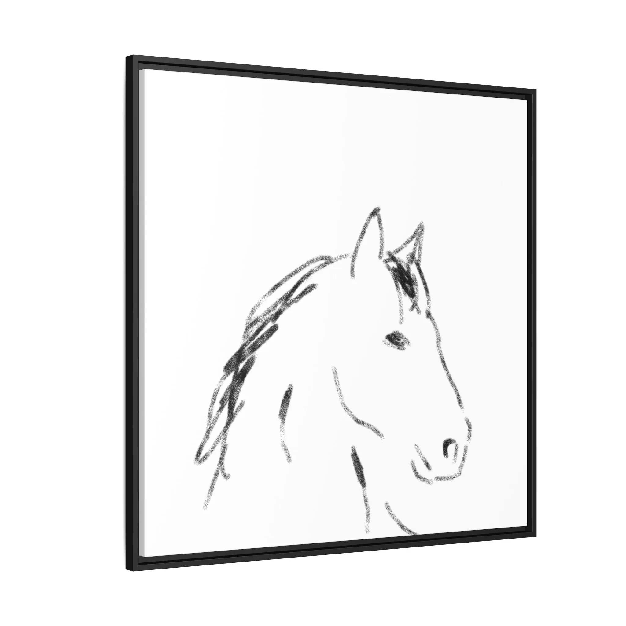 "Horse" - Artistic Framed Canvas - Modern Minimalist Line Art