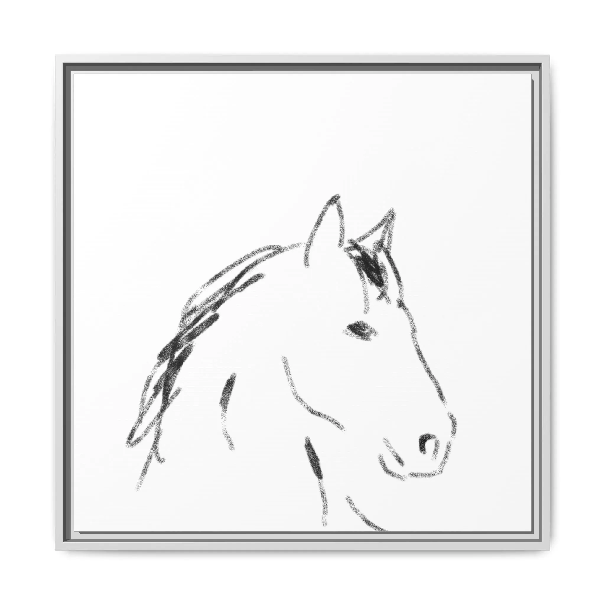 "Horse" - Artistic Framed Canvas - Modern Minimalist Line Art