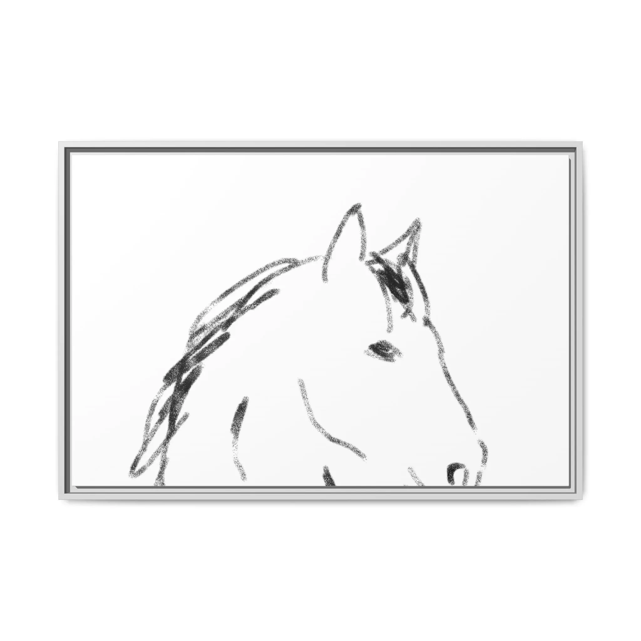"Horse" - Artistic Framed Canvas - Modern Minimalist Line Art