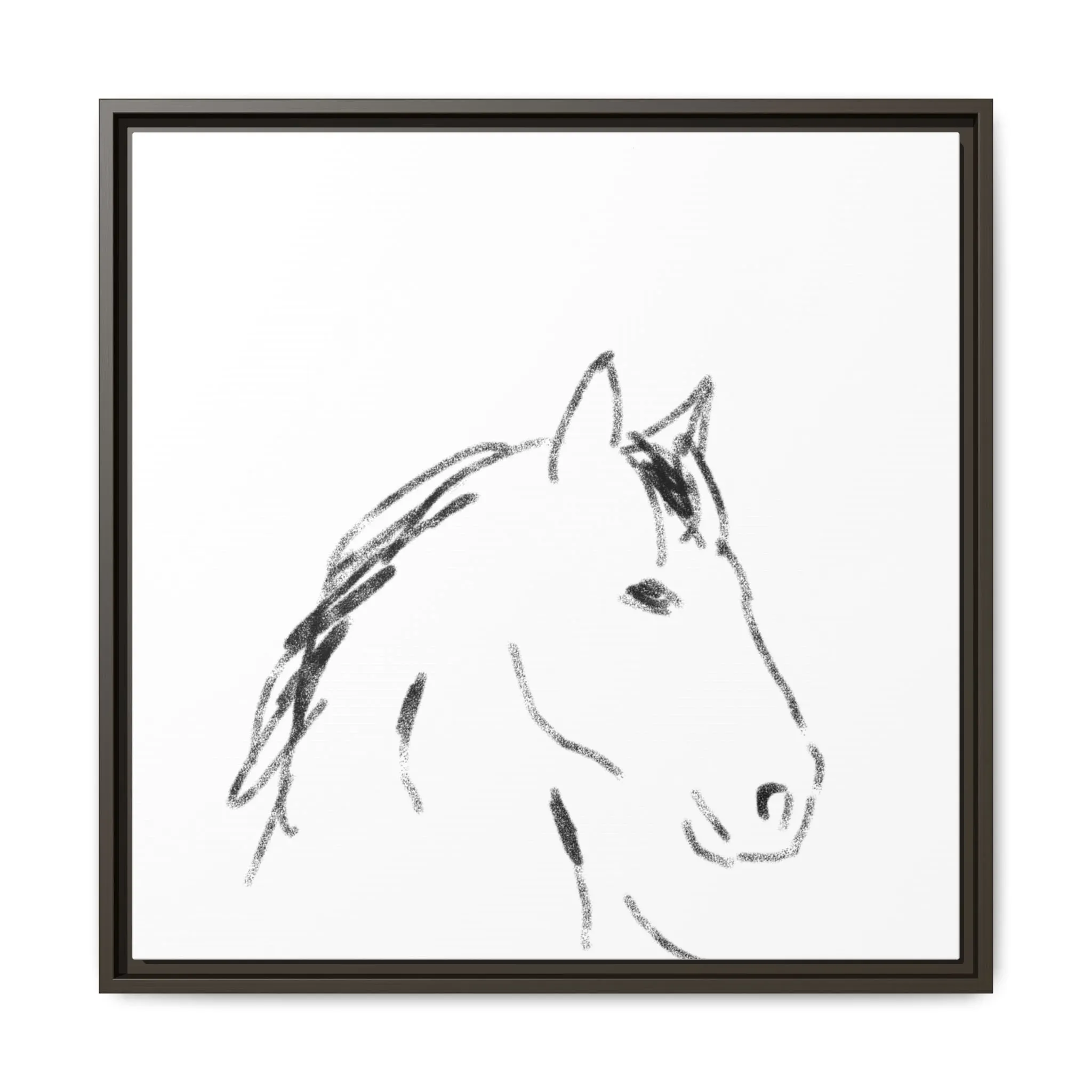 "Horse" - Artistic Framed Canvas - Modern Minimalist Line Art