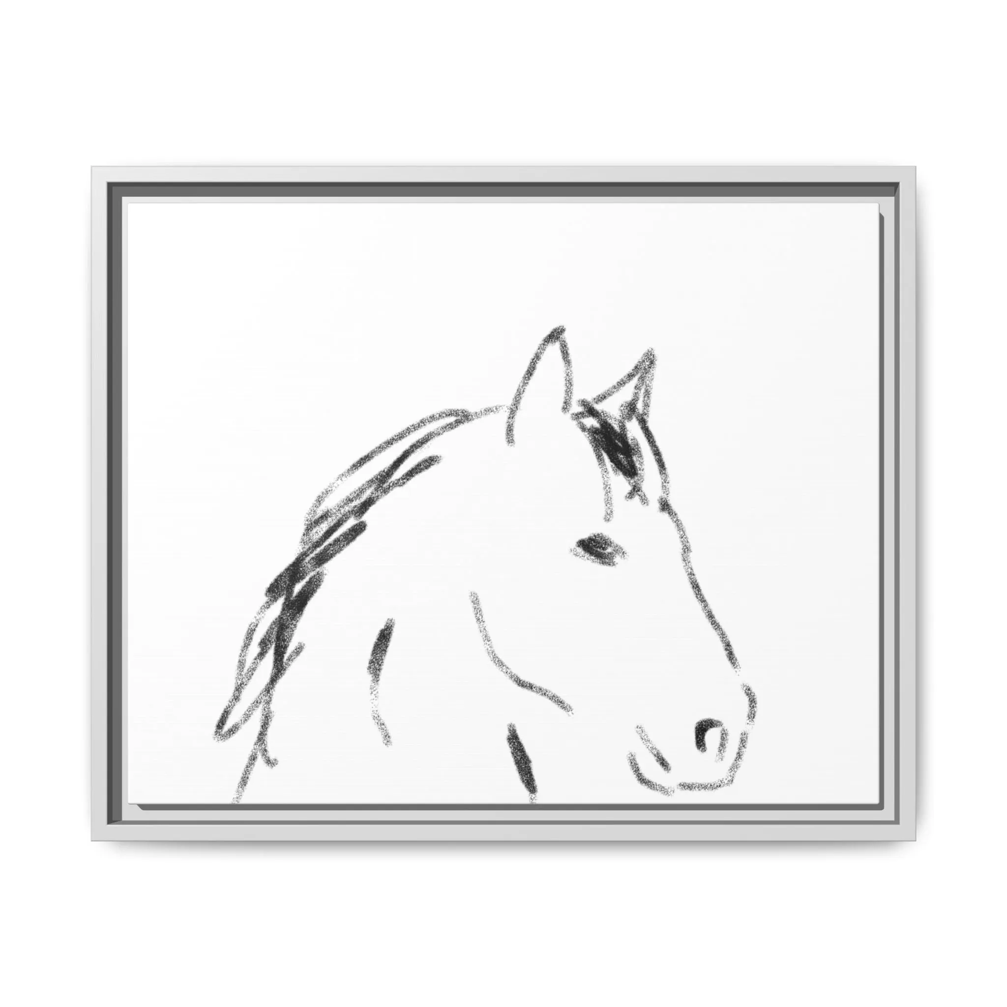 "Horse" - Artistic Framed Canvas - Modern Minimalist Line Art