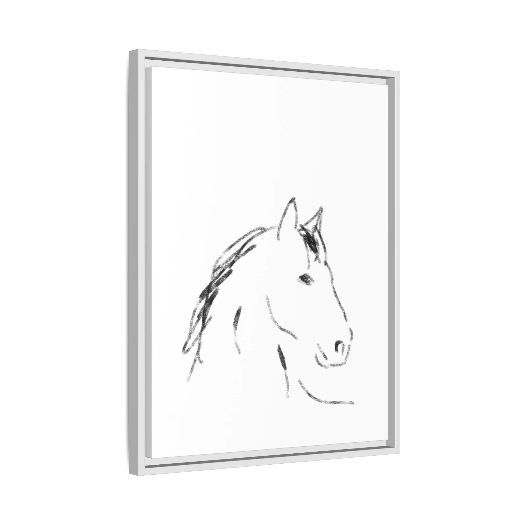 "Horse" - Artistic Framed Canvas - Modern Minimalist Line Art