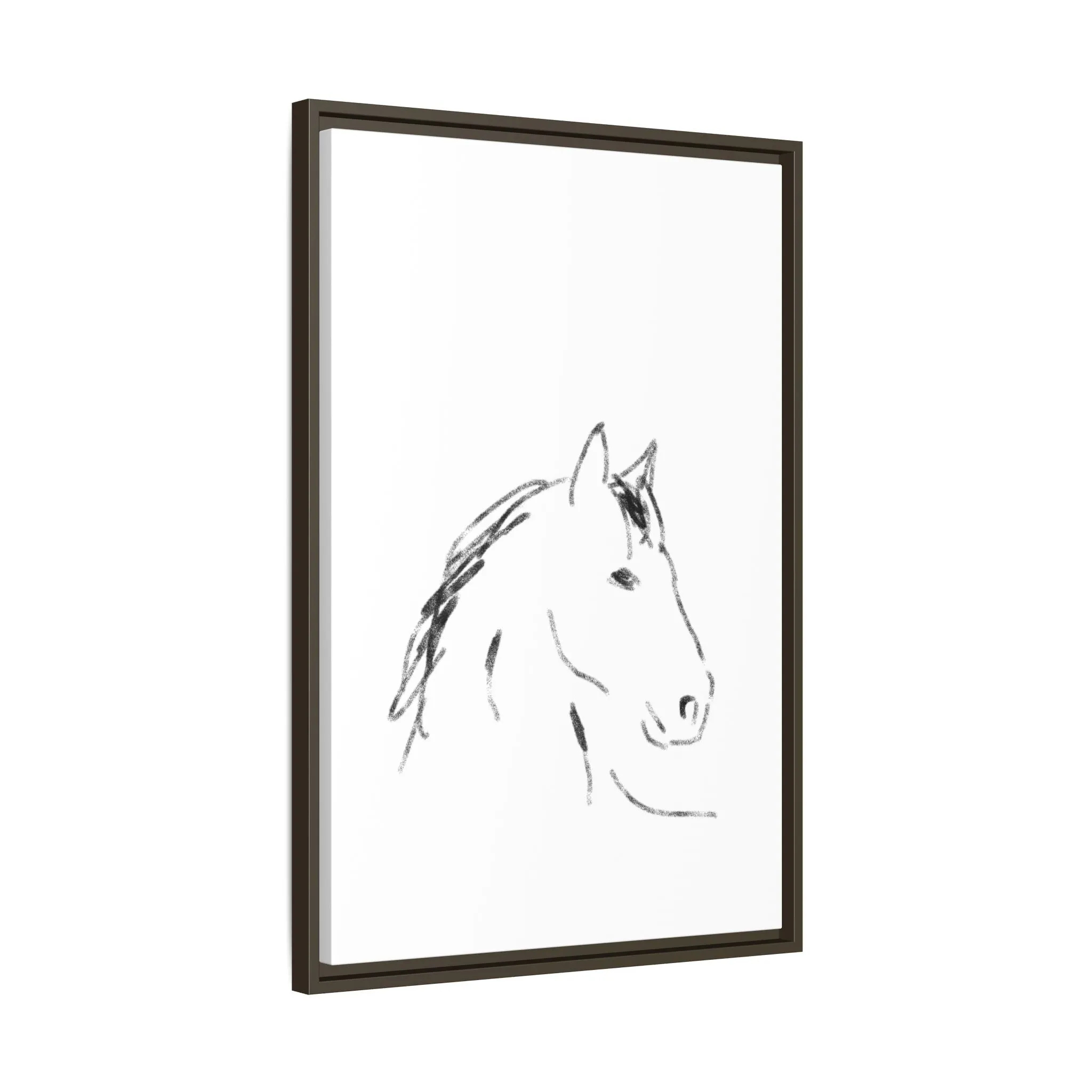 "Horse" - Artistic Framed Canvas - Modern Minimalist Line Art