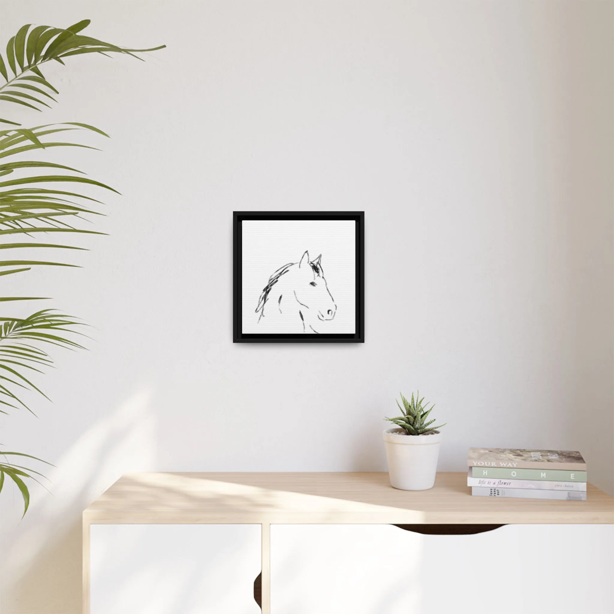 "Horse" - Artistic Framed Canvas - Modern Minimalist Line Art