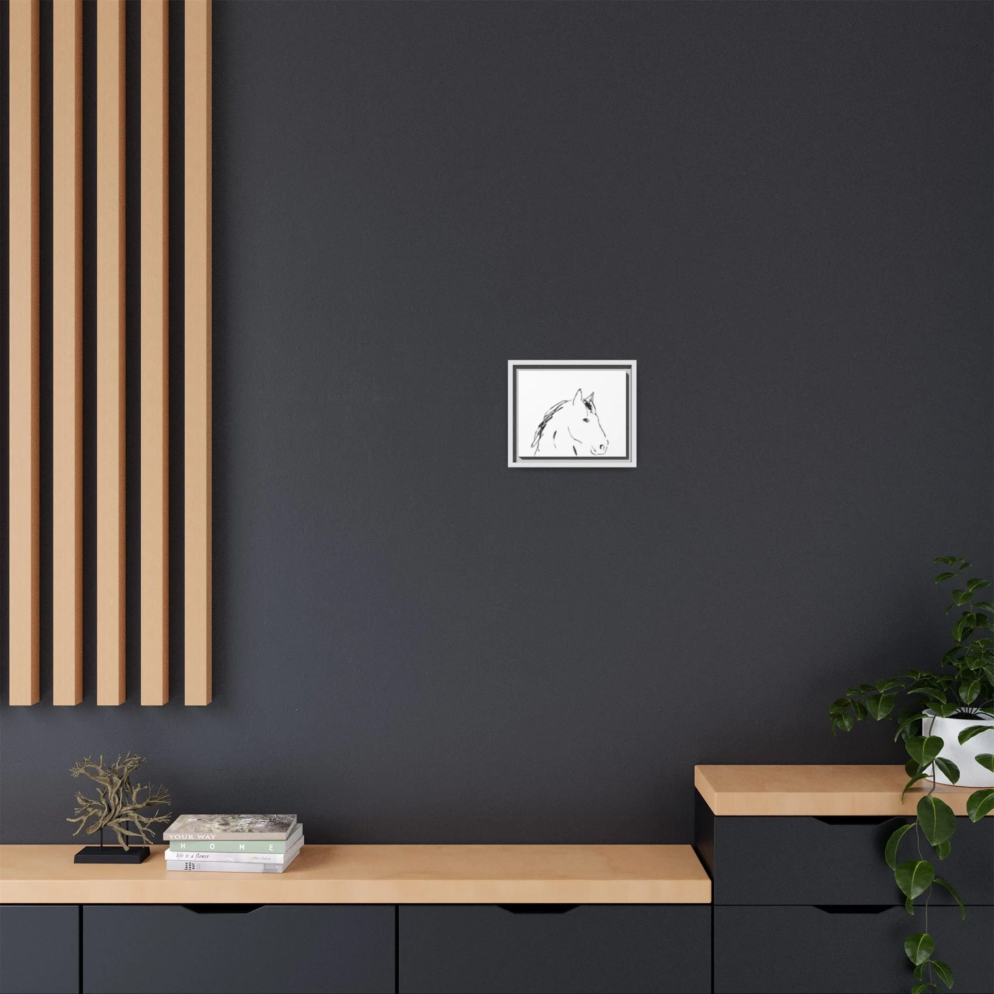 "Horse" - Artistic Framed Canvas - Modern Minimalist Line Art