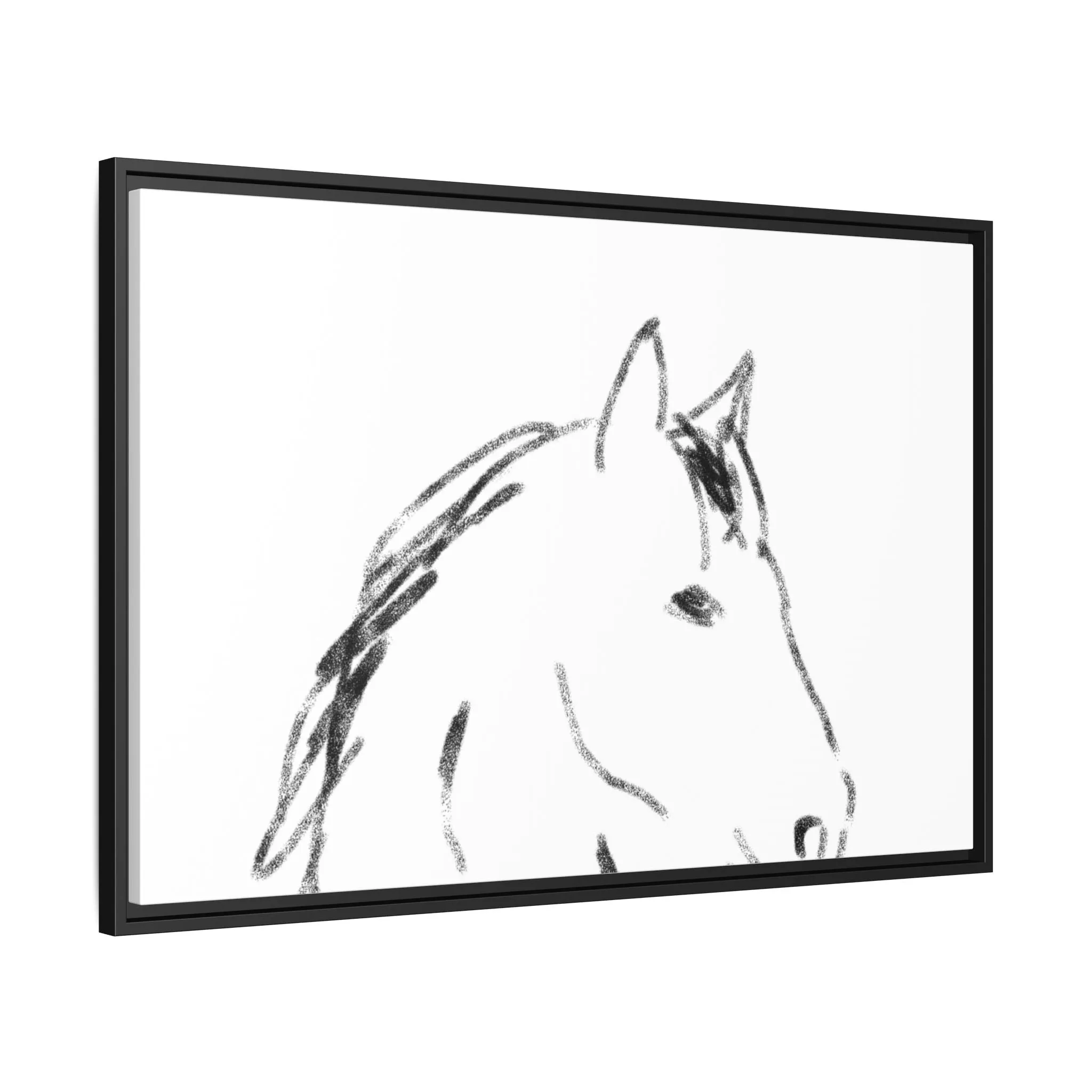 "Horse" - Artistic Framed Canvas - Modern Minimalist Line Art
