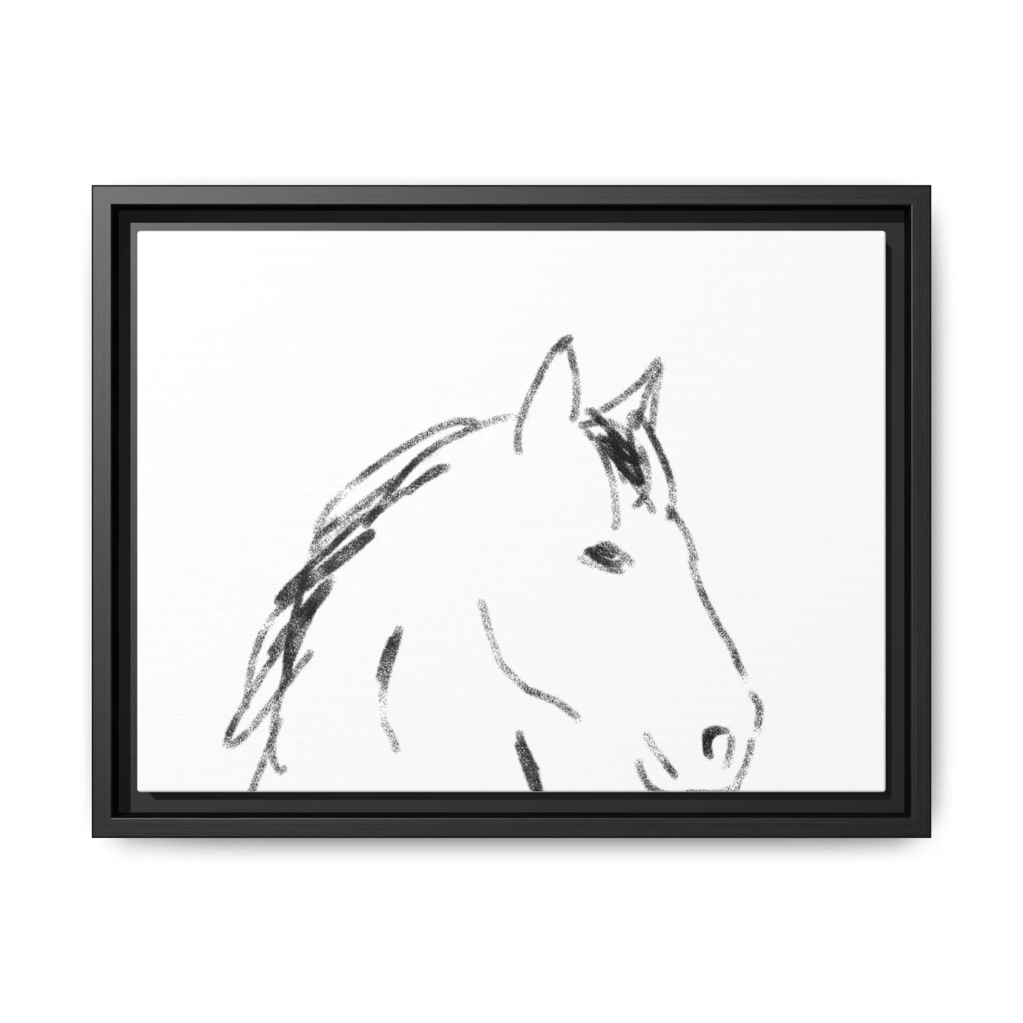 "Horse" - Artistic Framed Canvas - Modern Minimalist Line Art