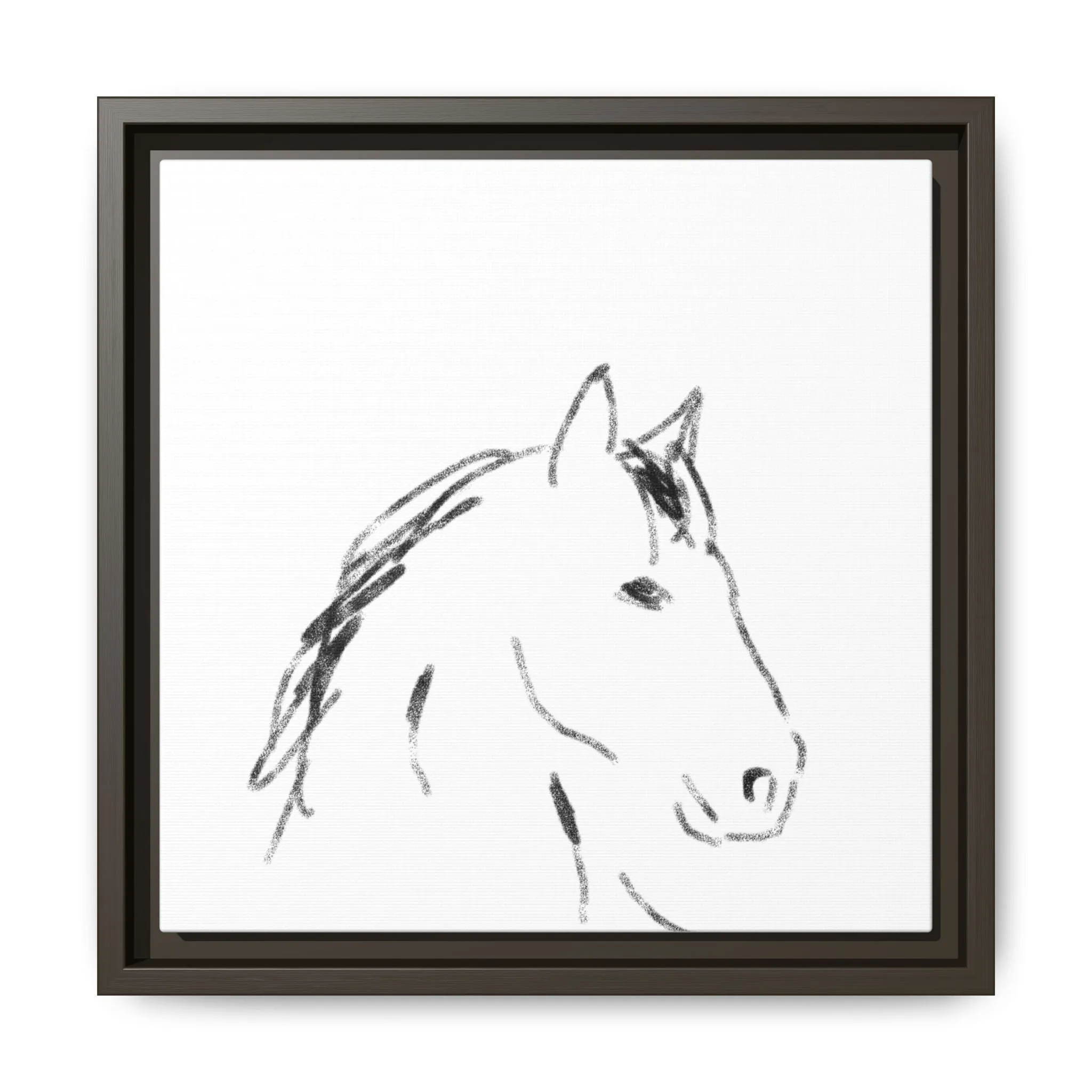"Horse" - Artistic Framed Canvas - Modern Minimalist Line Art