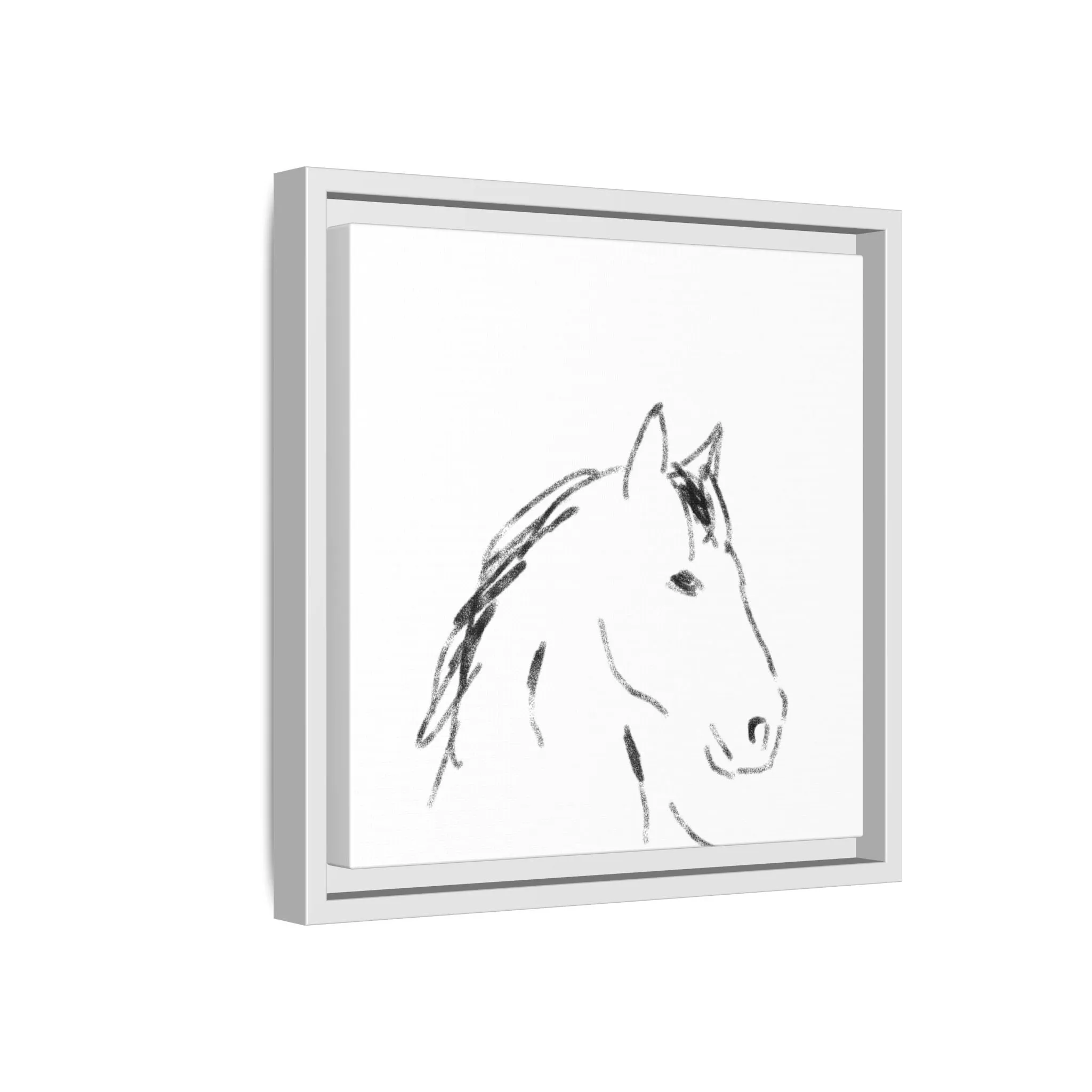 "Horse" - Artistic Framed Canvas - Modern Minimalist Line Art