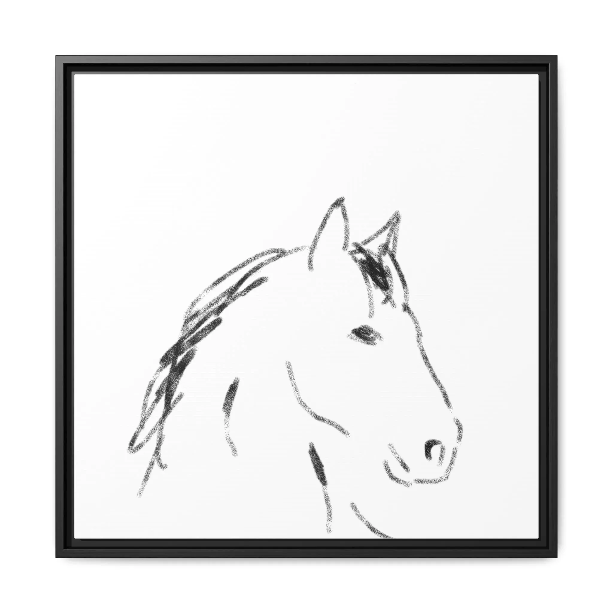 "Horse" - Artistic Framed Canvas - Modern Minimalist Line Art