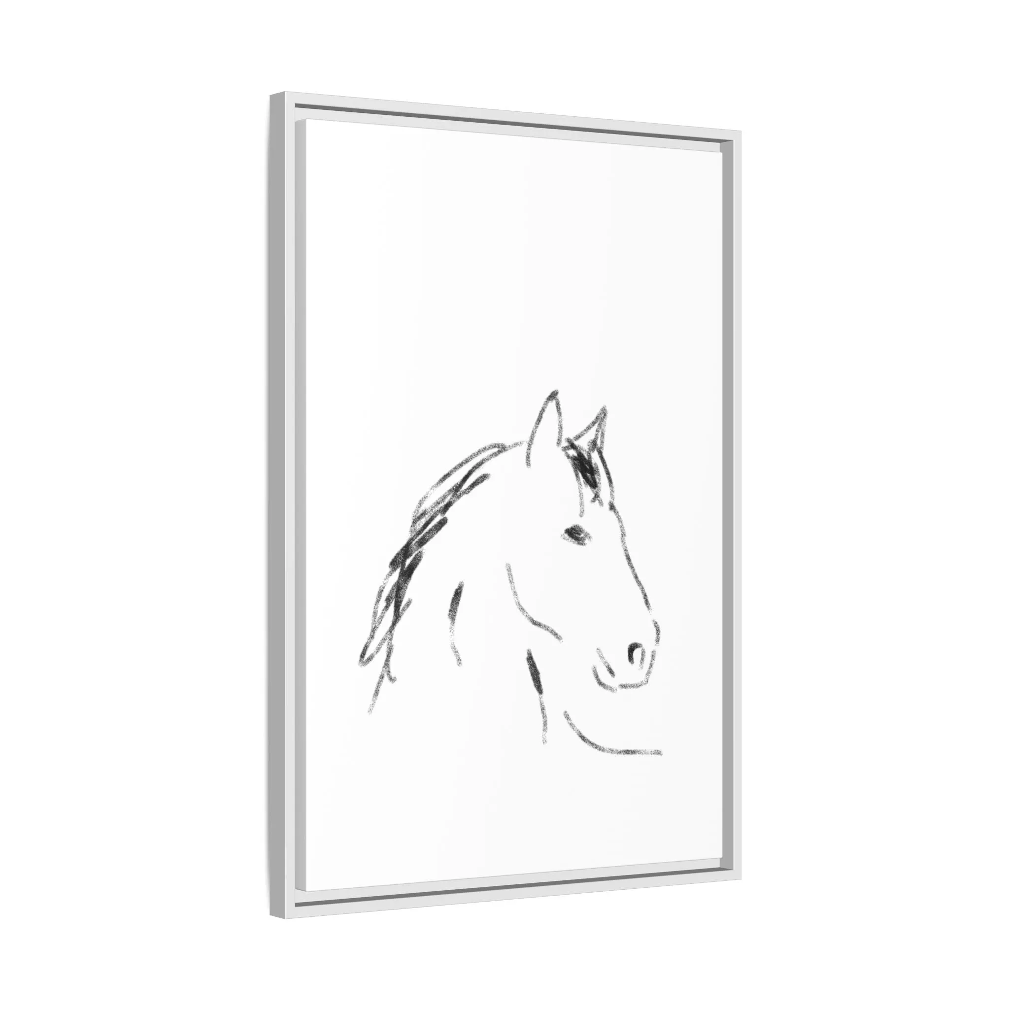 "Horse" - Artistic Framed Canvas - Modern Minimalist Line Art