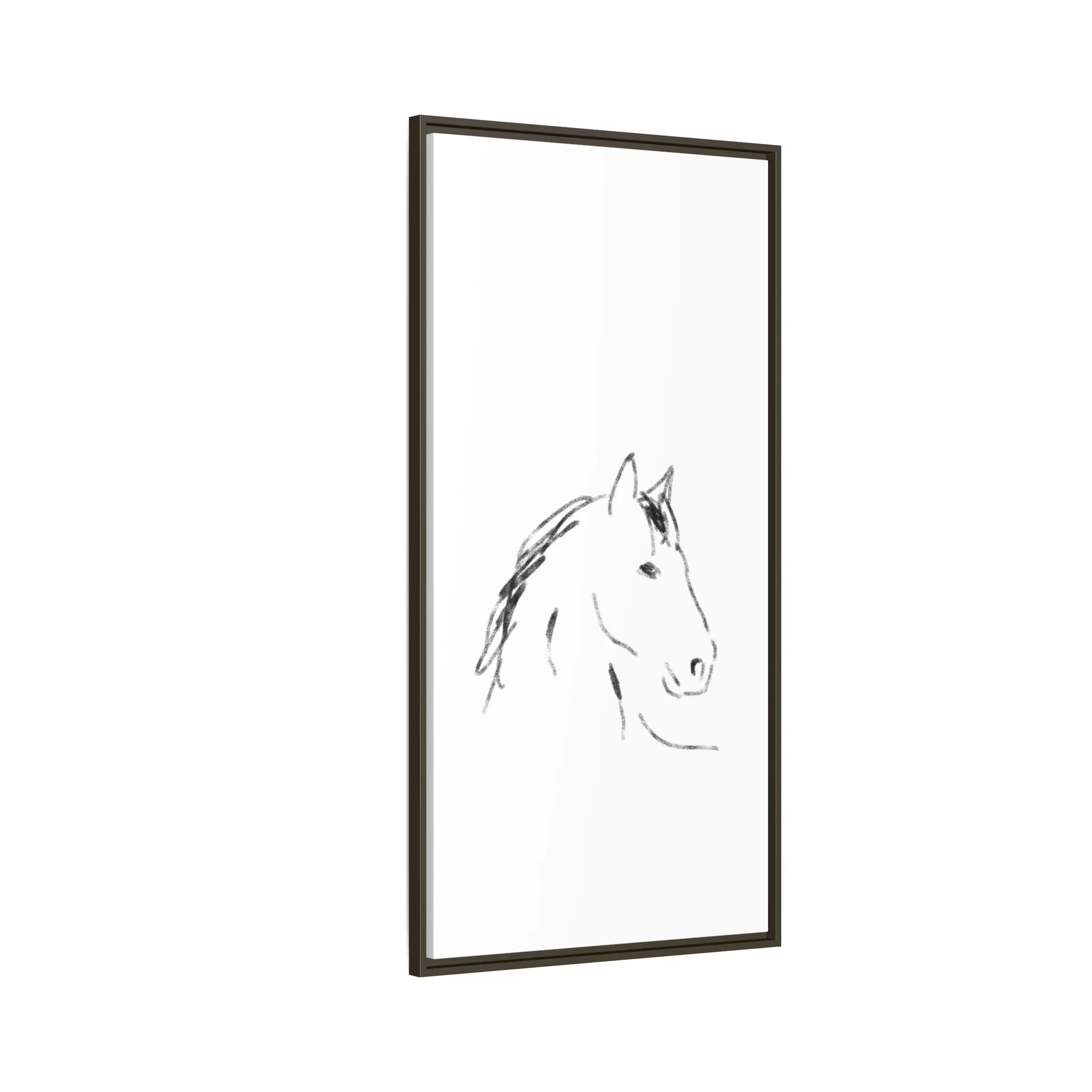 "Horse" - Artistic Framed Canvas - Modern Minimalist Line Art
