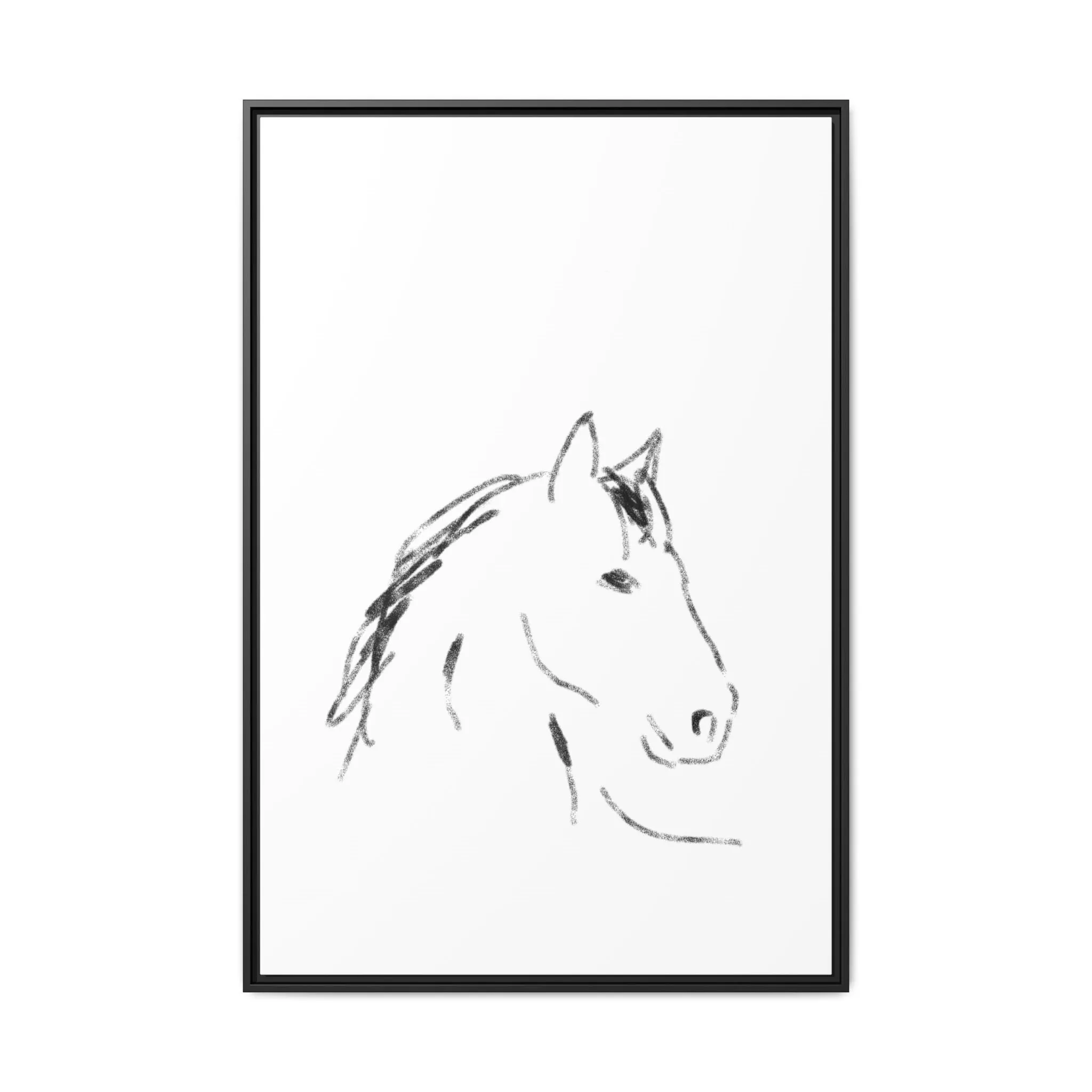 "Horse" - Artistic Framed Canvas - Modern Minimalist Line Art