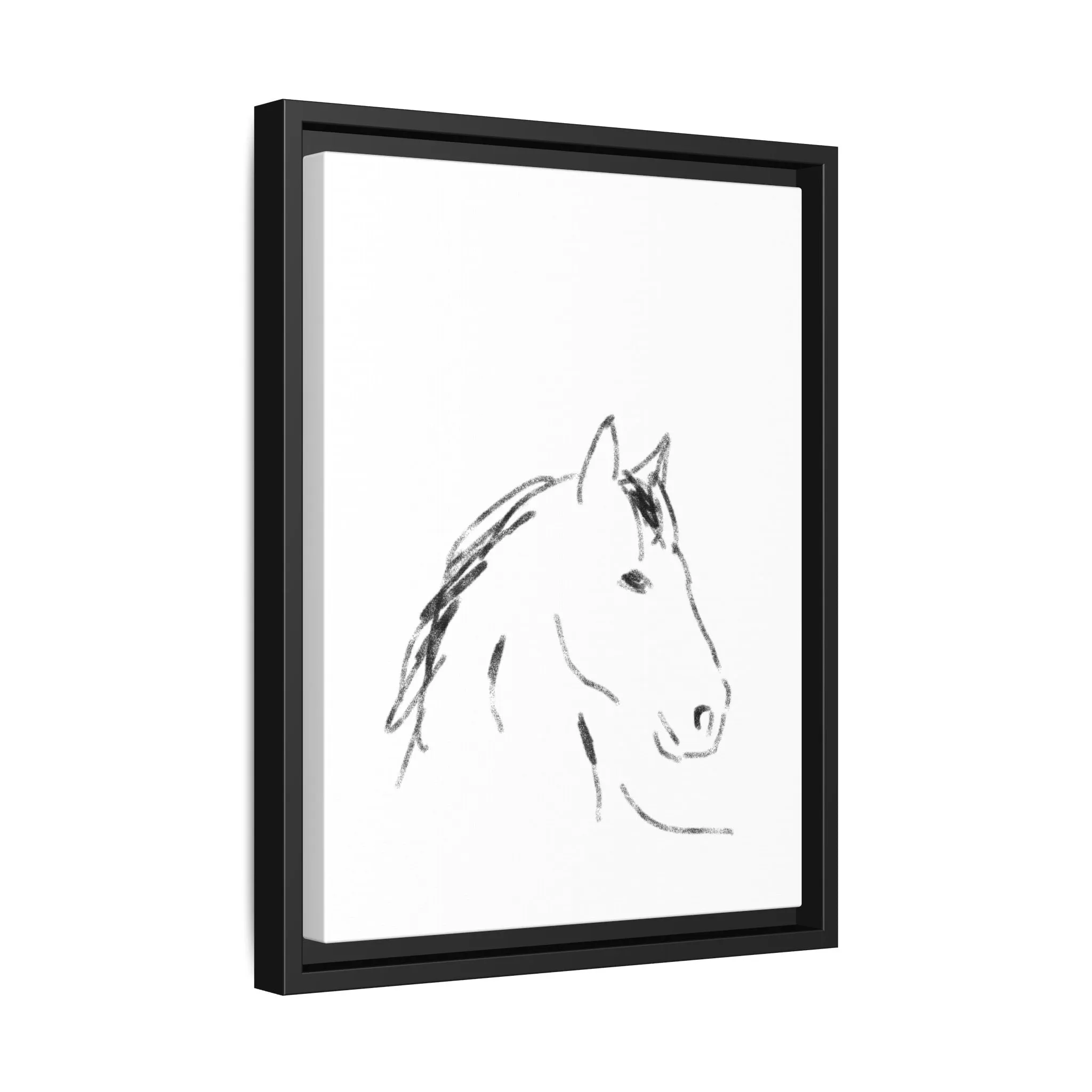 "Horse" - Artistic Framed Canvas - Modern Minimalist Line Art