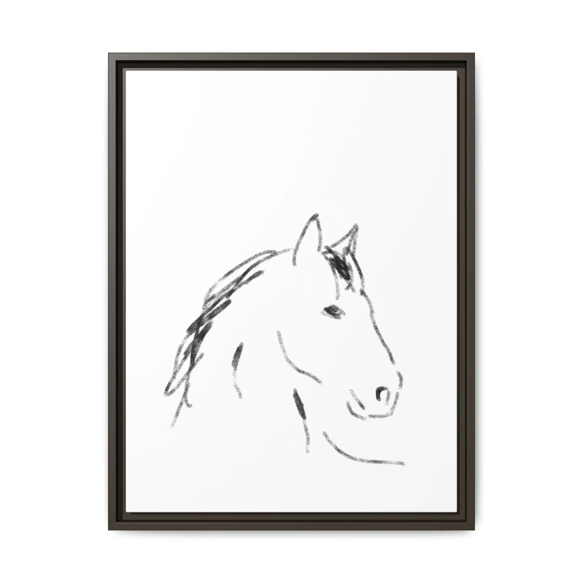"Horse" - Artistic Framed Canvas - Modern Minimalist Line Art
