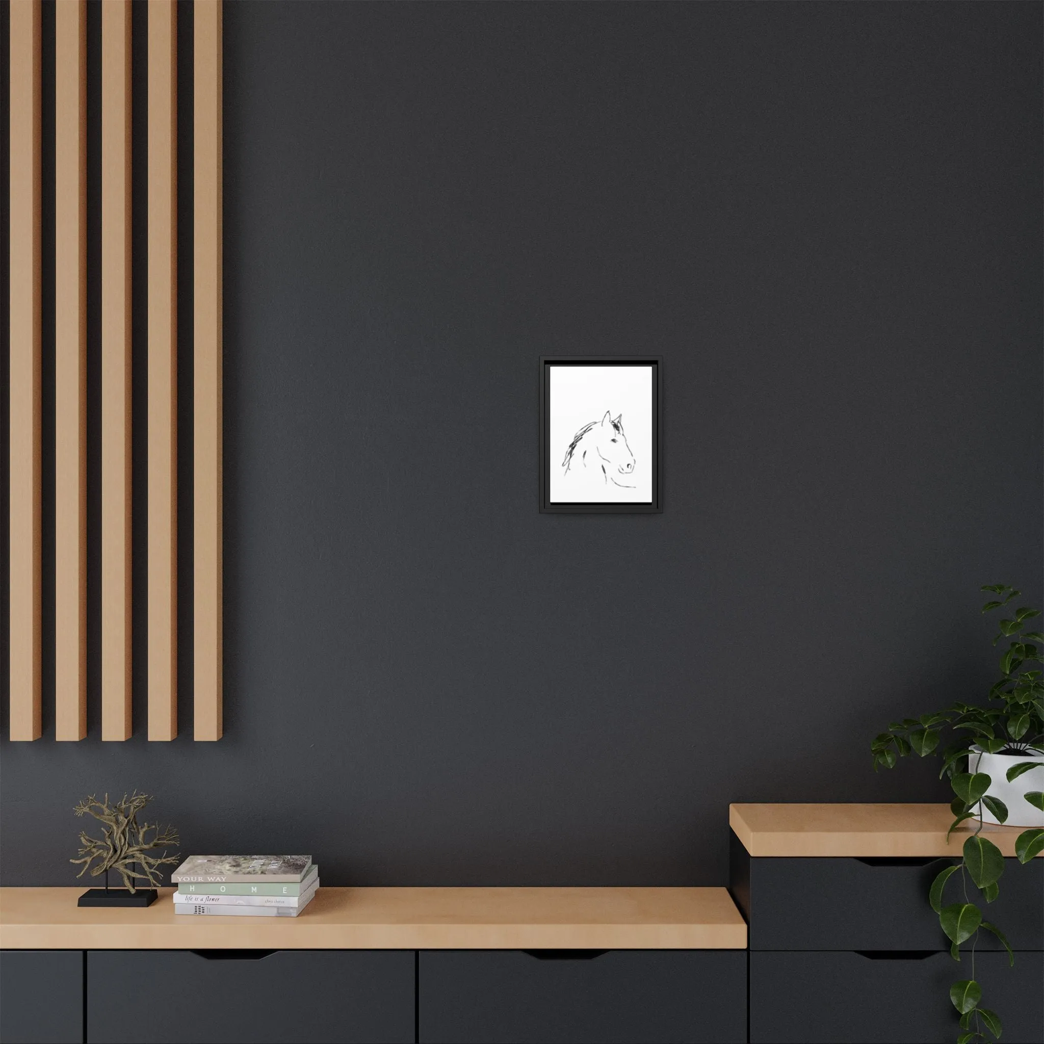 "Horse" - Artistic Framed Canvas - Modern Minimalist Line Art