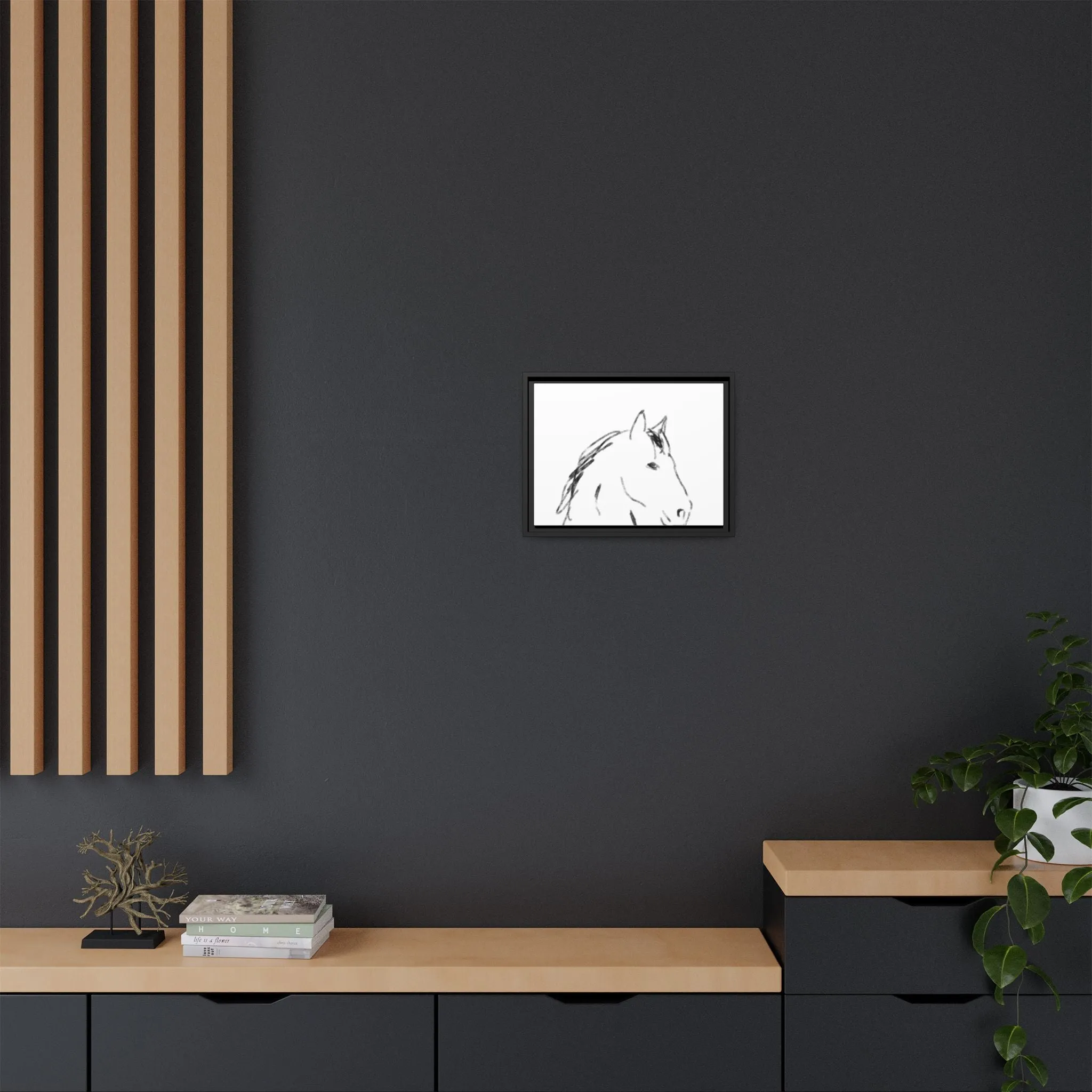 "Horse" - Artistic Framed Canvas - Modern Minimalist Line Art