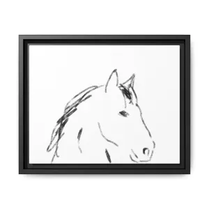"Horse" - Artistic Framed Canvas - Modern Minimalist Line Art