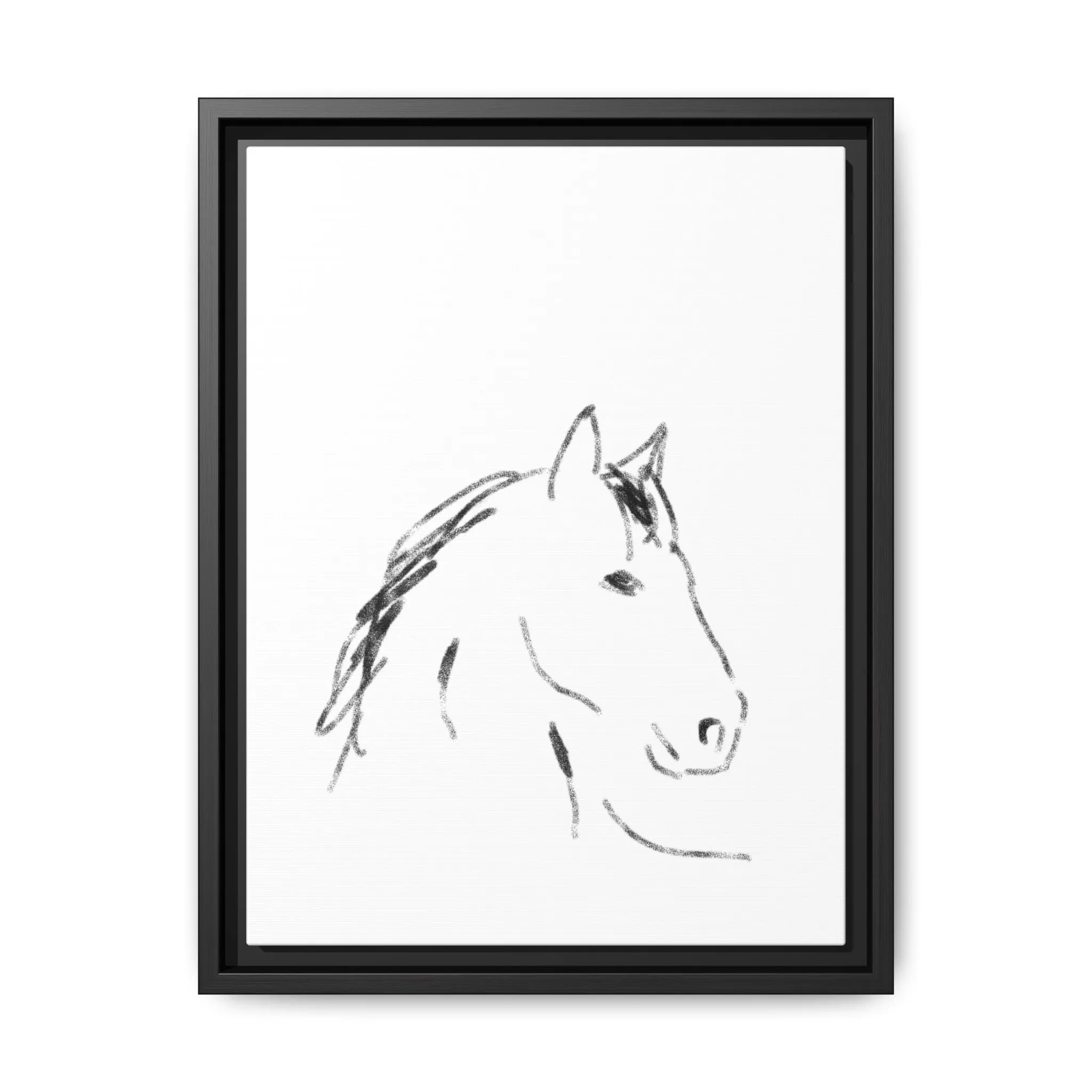 "Horse" - Artistic Framed Canvas - Modern Minimalist Line Art