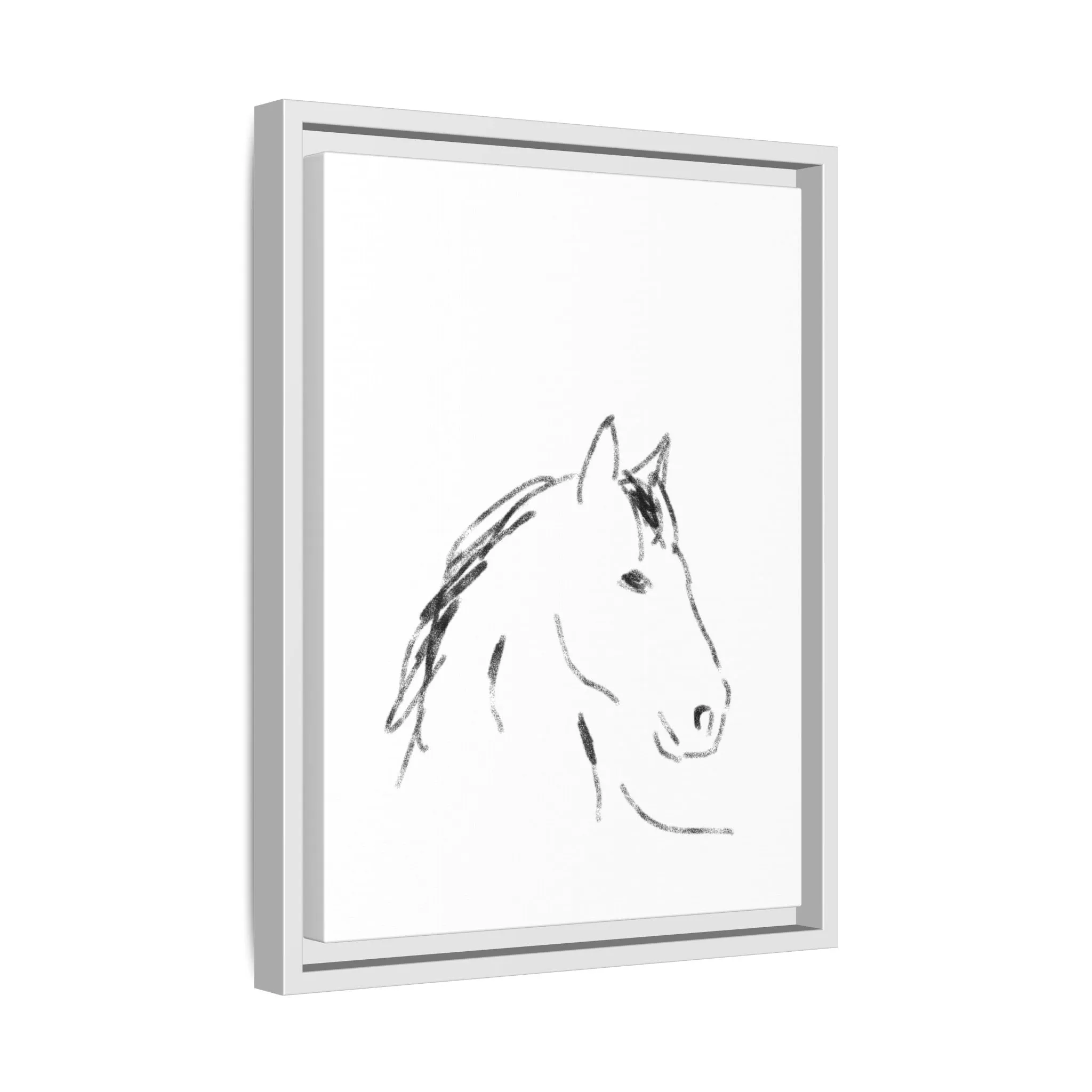 "Horse" - Artistic Framed Canvas - Modern Minimalist Line Art