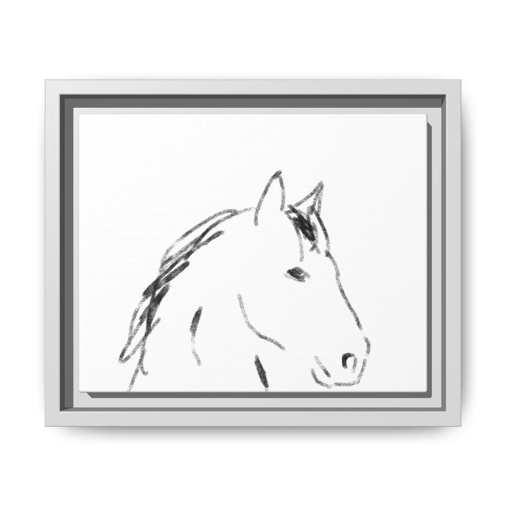 "Horse" - Artistic Framed Canvas - Modern Minimalist Line Art