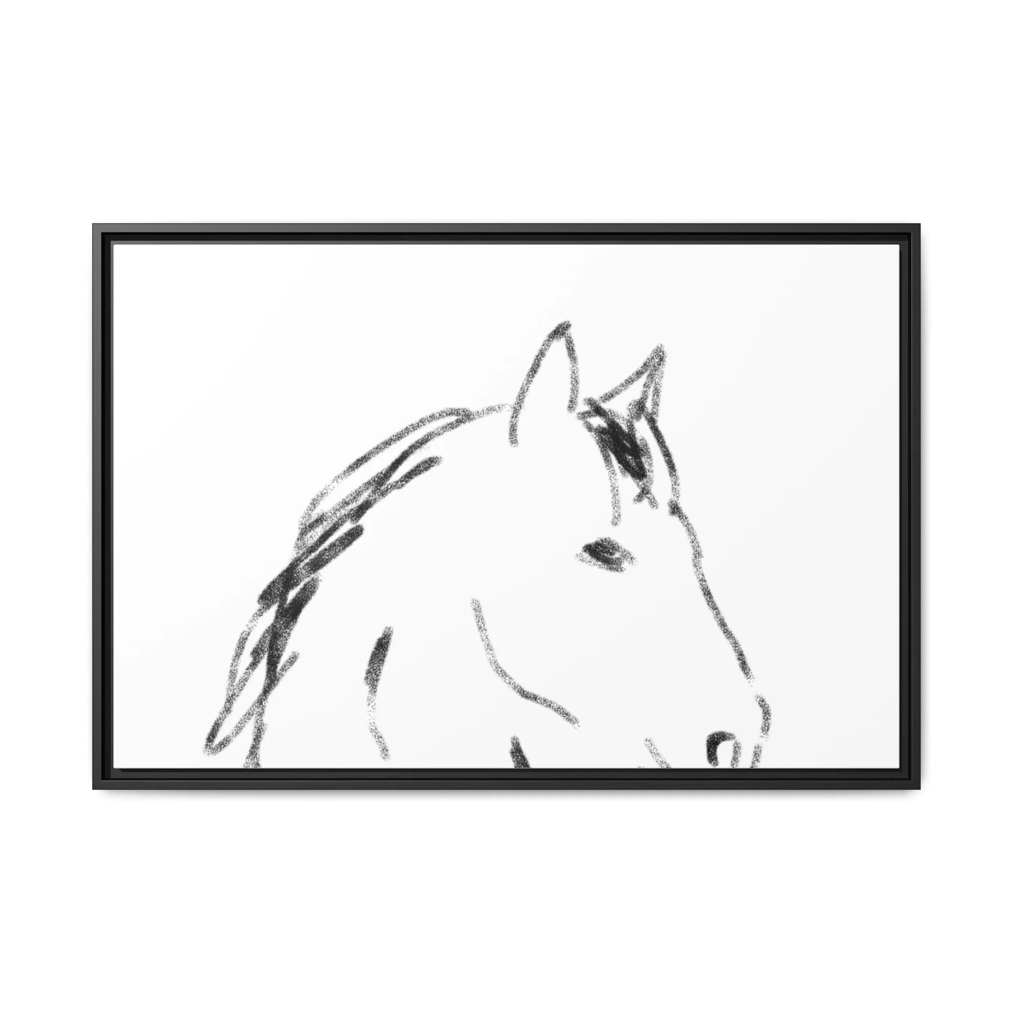 "Horse" - Artistic Framed Canvas - Modern Minimalist Line Art