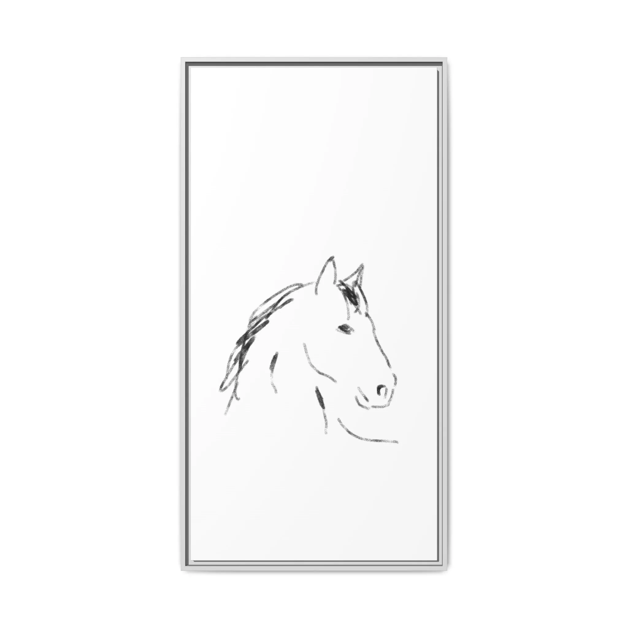 "Horse" - Artistic Framed Canvas - Modern Minimalist Line Art