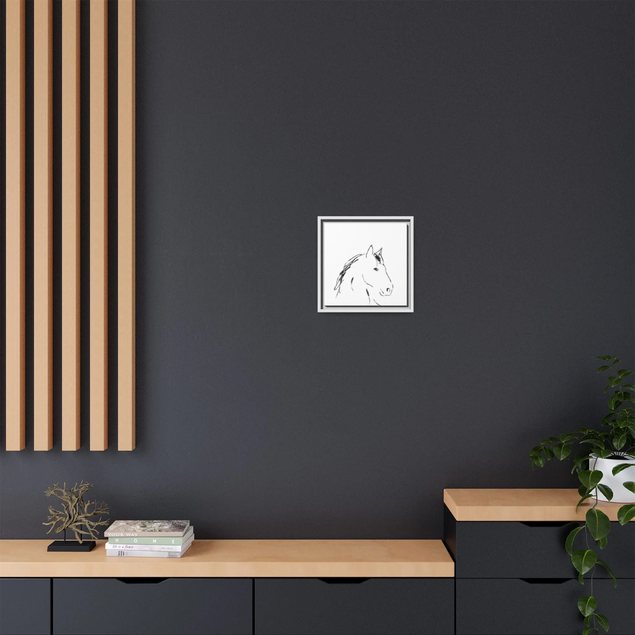 "Horse" - Artistic Framed Canvas - Modern Minimalist Line Art