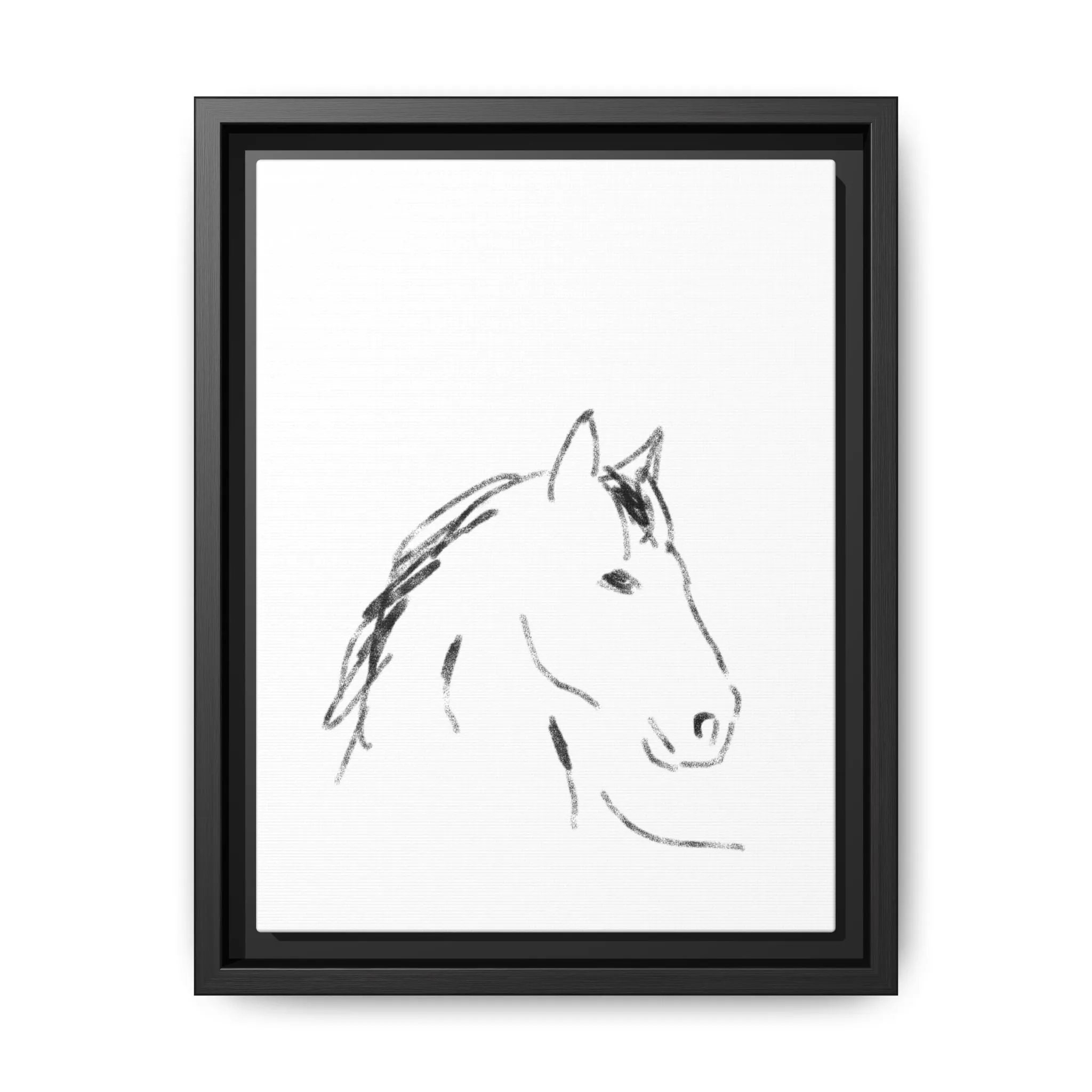 "Horse" - Artistic Framed Canvas - Modern Minimalist Line Art