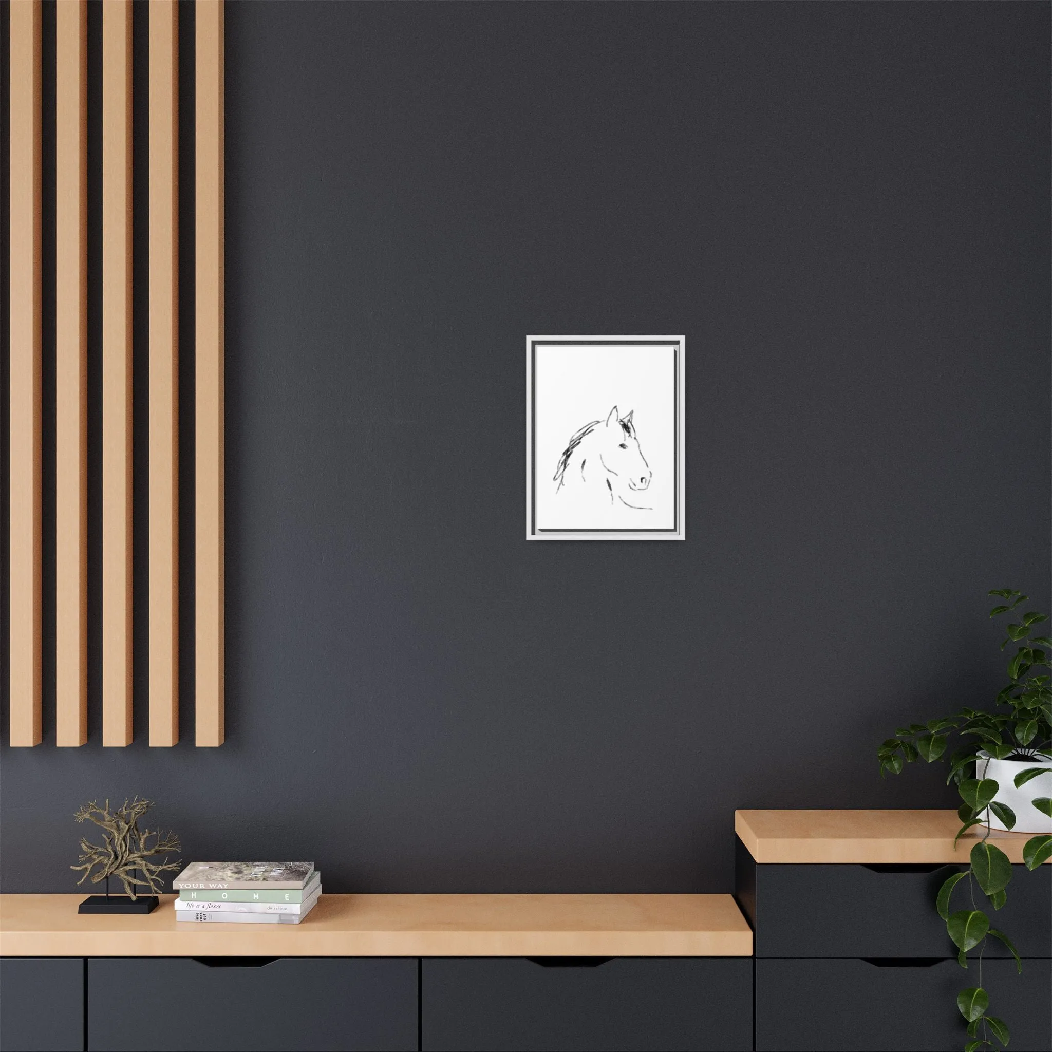 "Horse" - Artistic Framed Canvas - Modern Minimalist Line Art