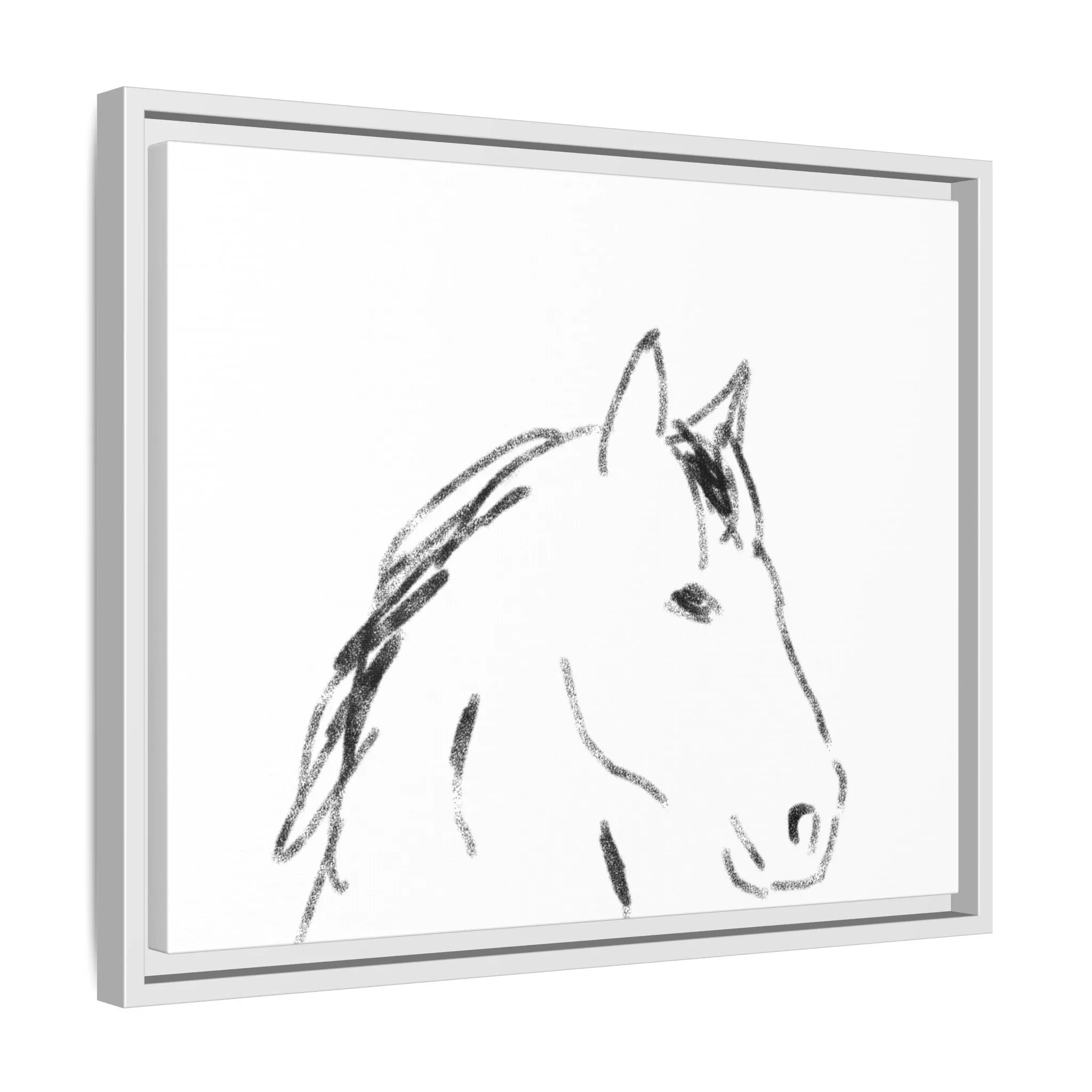 "Horse" - Artistic Framed Canvas - Modern Minimalist Line Art