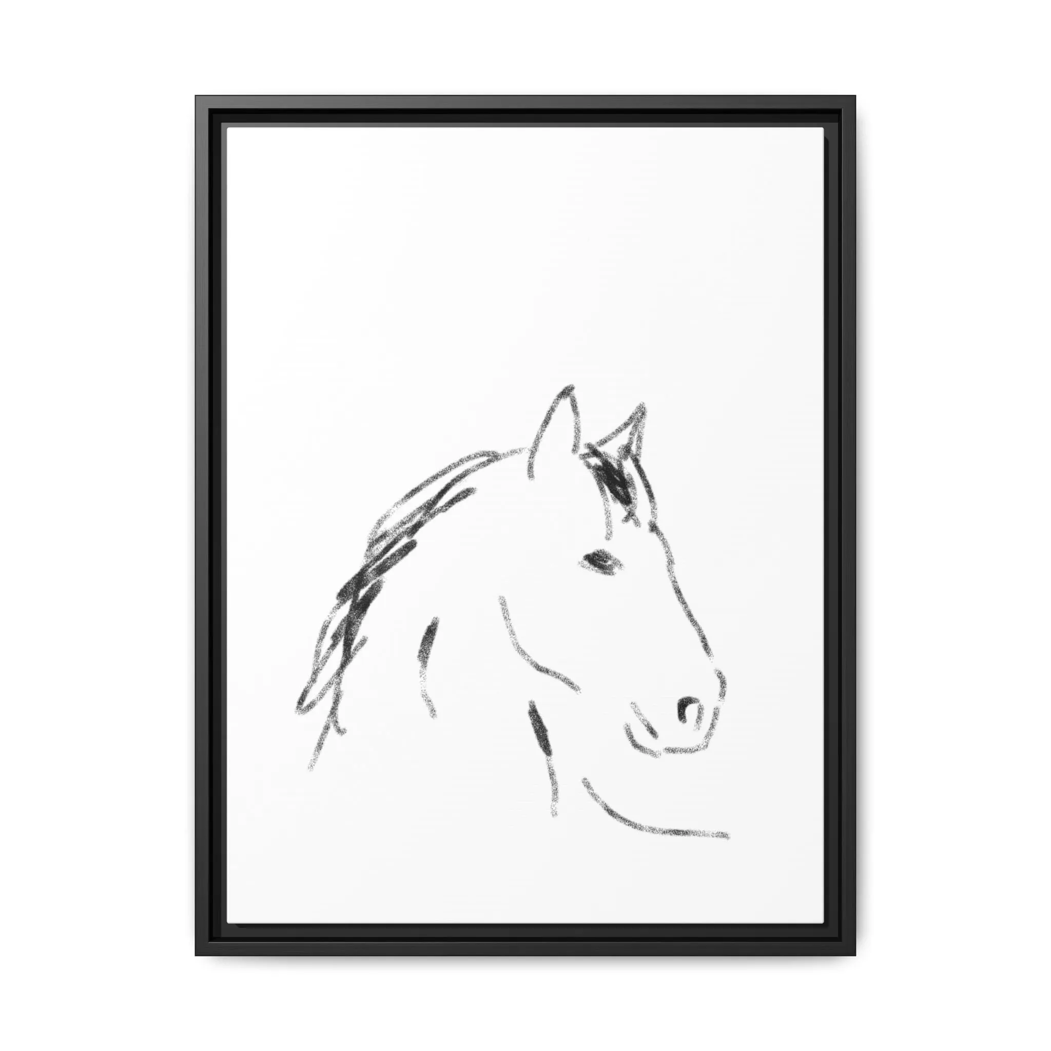 "Horse" - Artistic Framed Canvas - Modern Minimalist Line Art