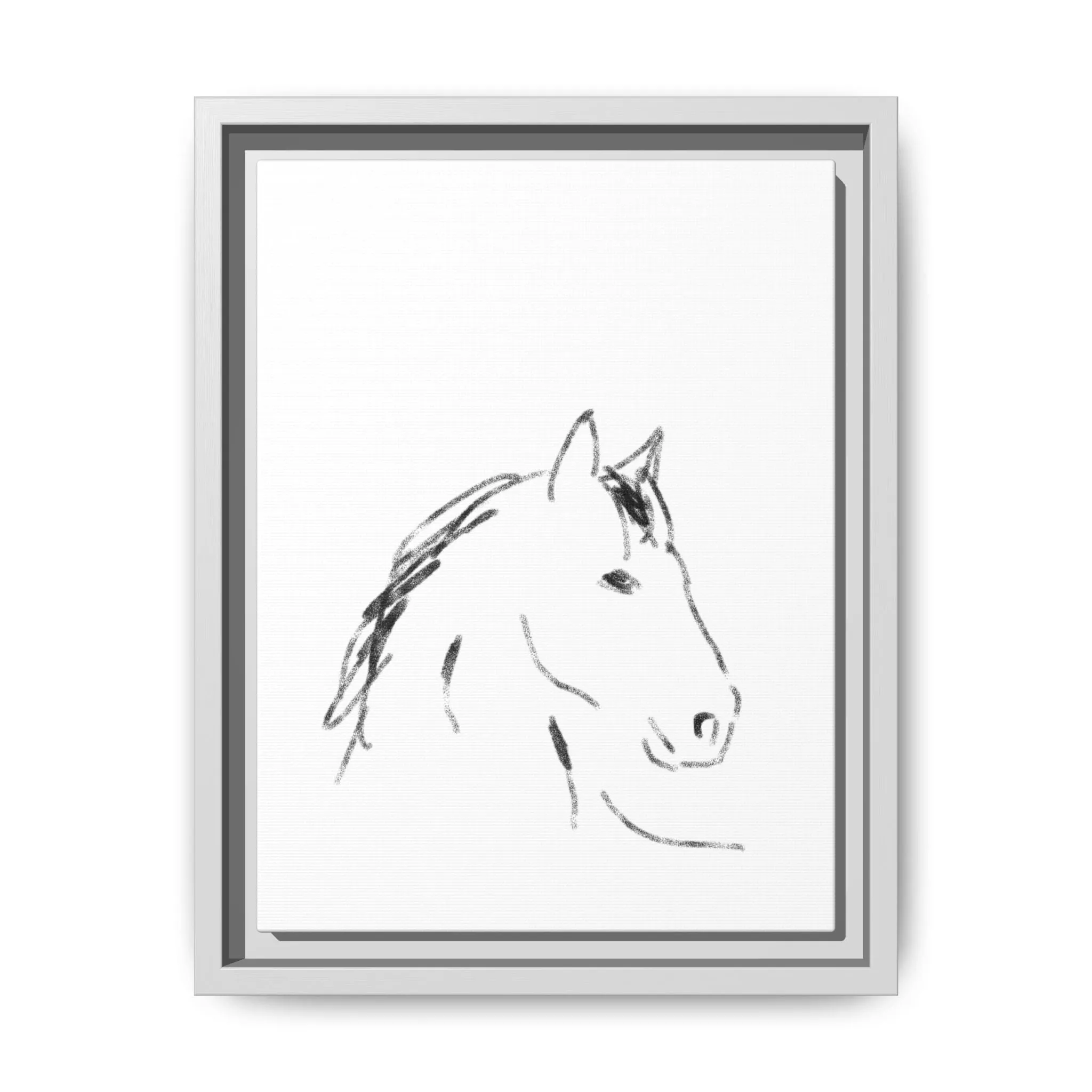 "Horse" - Artistic Framed Canvas - Modern Minimalist Line Art