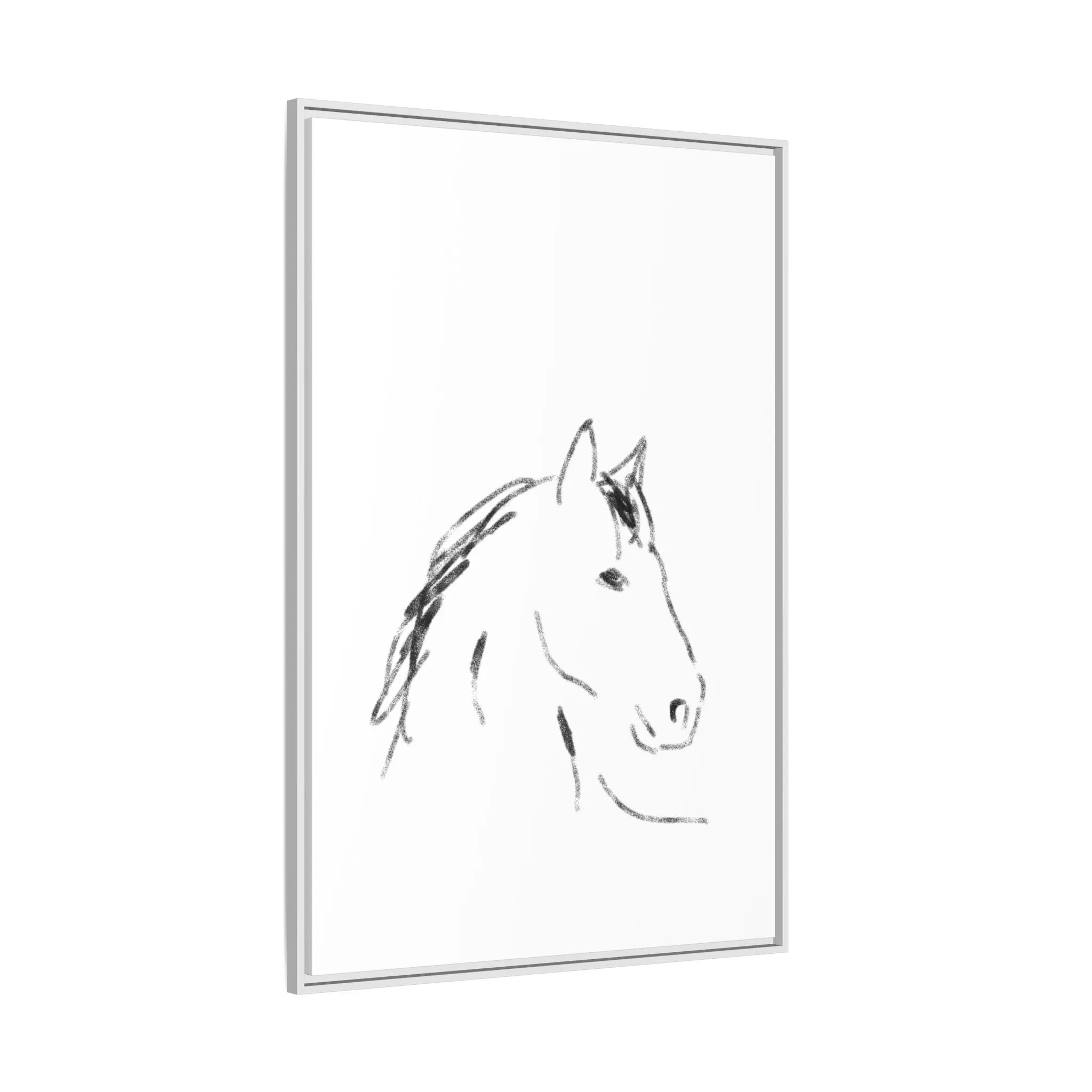 "Horse" - Artistic Framed Canvas - Modern Minimalist Line Art