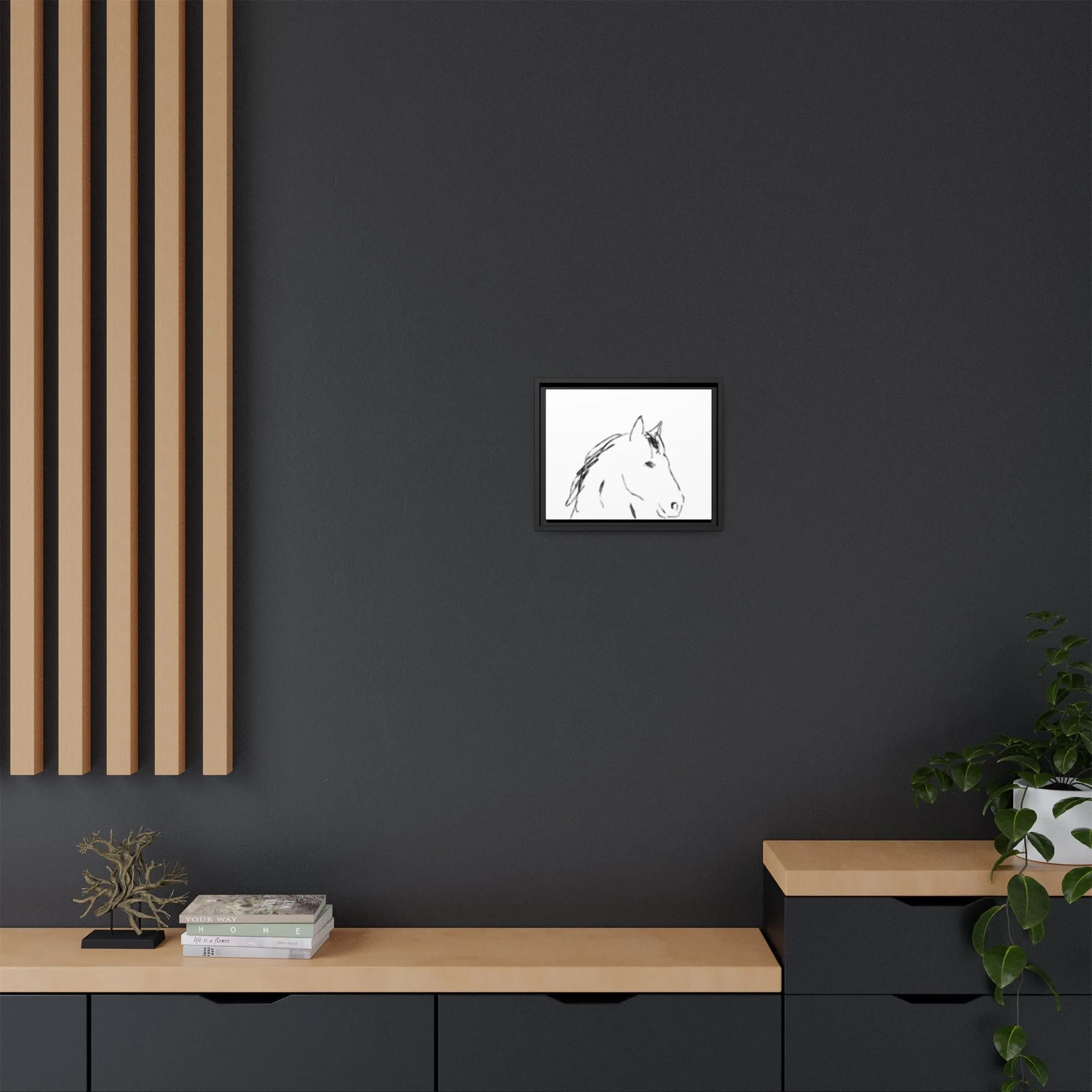 "Horse" - Artistic Framed Canvas - Modern Minimalist Line Art