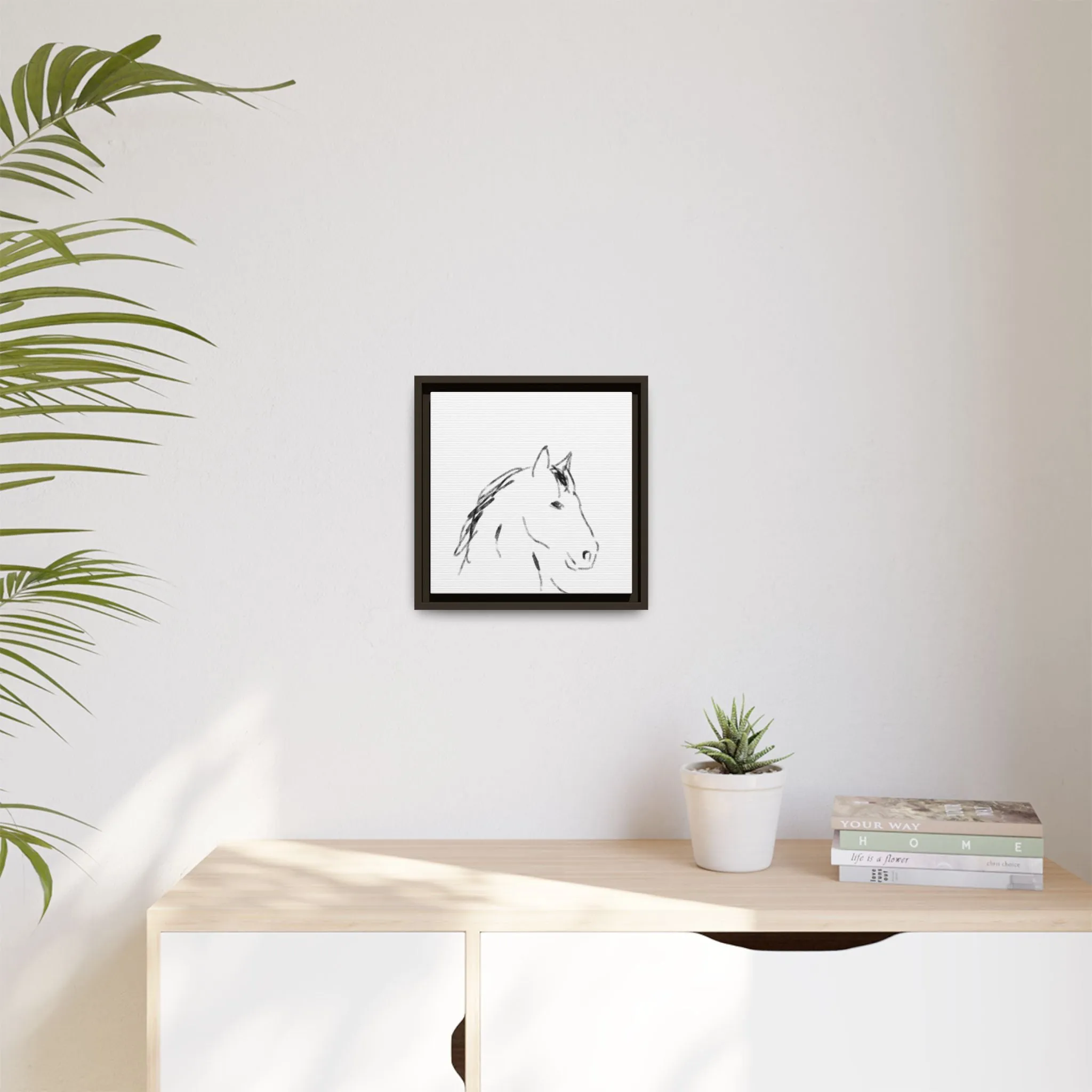 "Horse" - Artistic Framed Canvas - Modern Minimalist Line Art