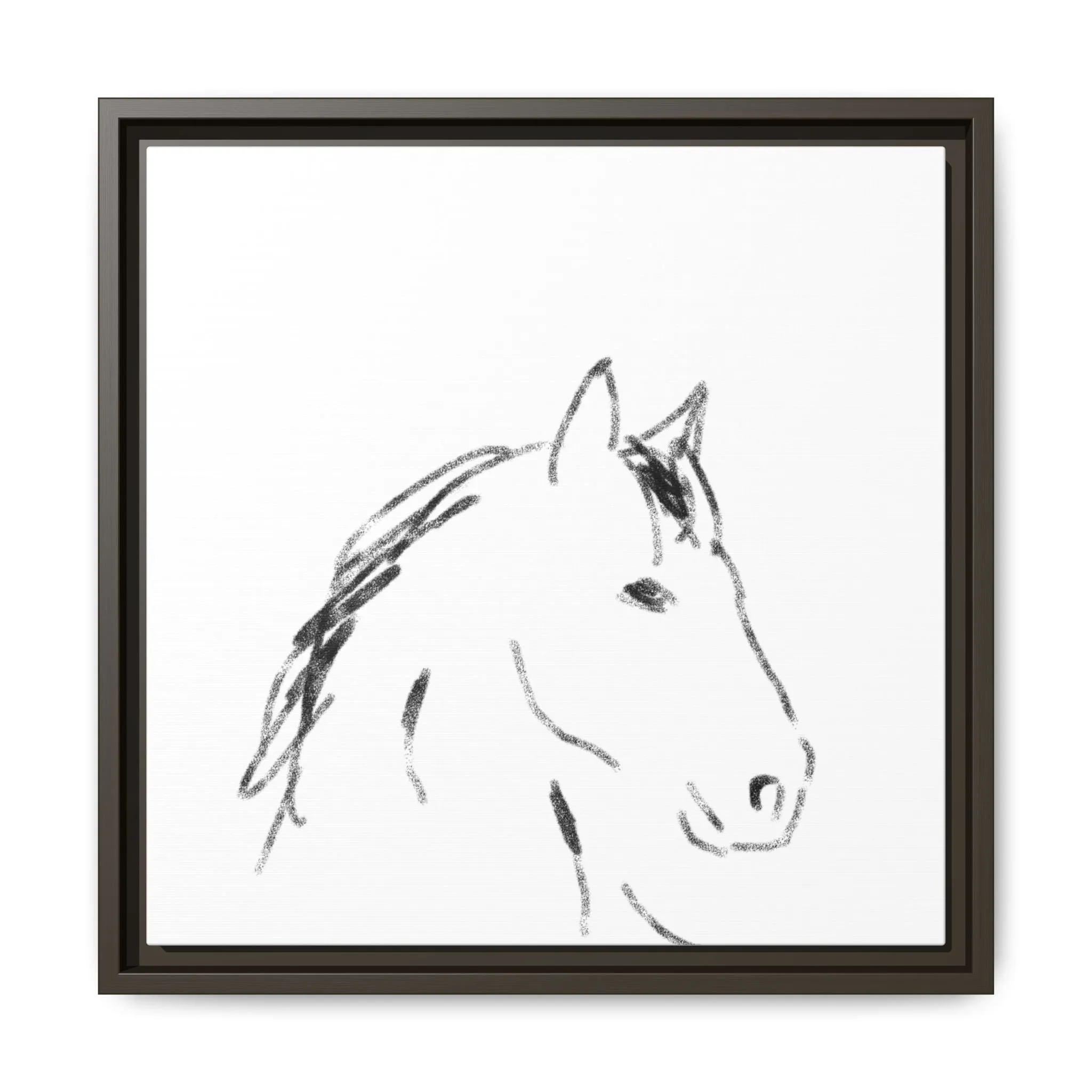 "Horse" - Artistic Framed Canvas - Modern Minimalist Line Art
