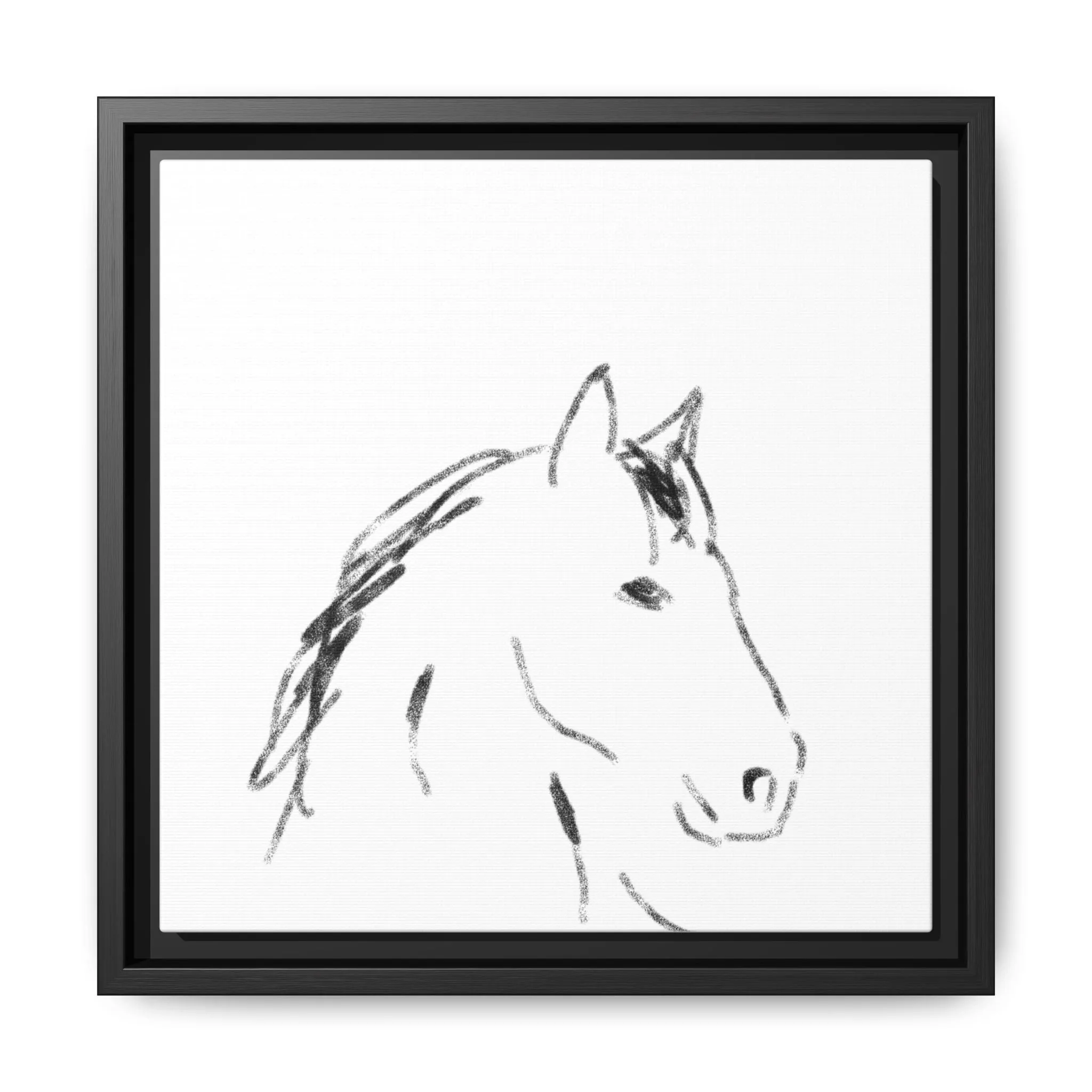 "Horse" - Artistic Framed Canvas - Modern Minimalist Line Art