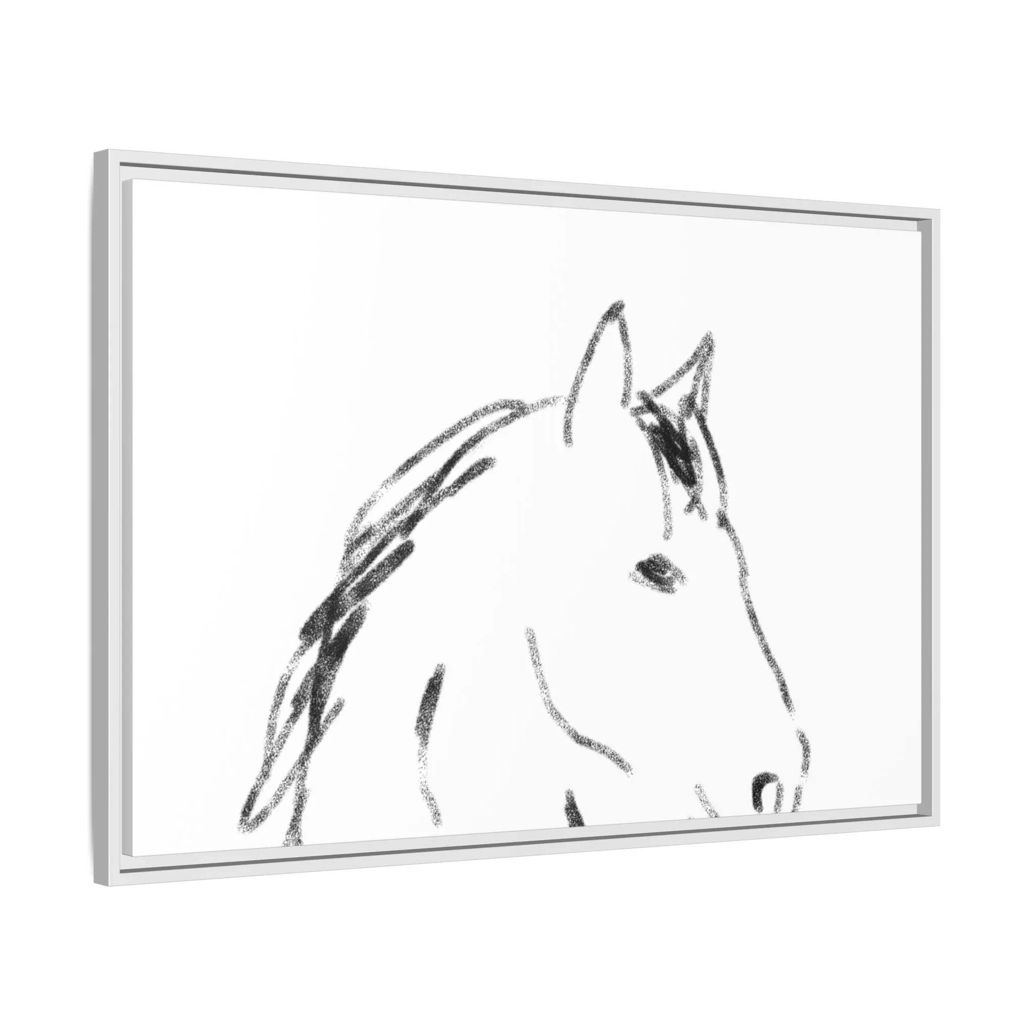 "Horse" - Artistic Framed Canvas - Modern Minimalist Line Art