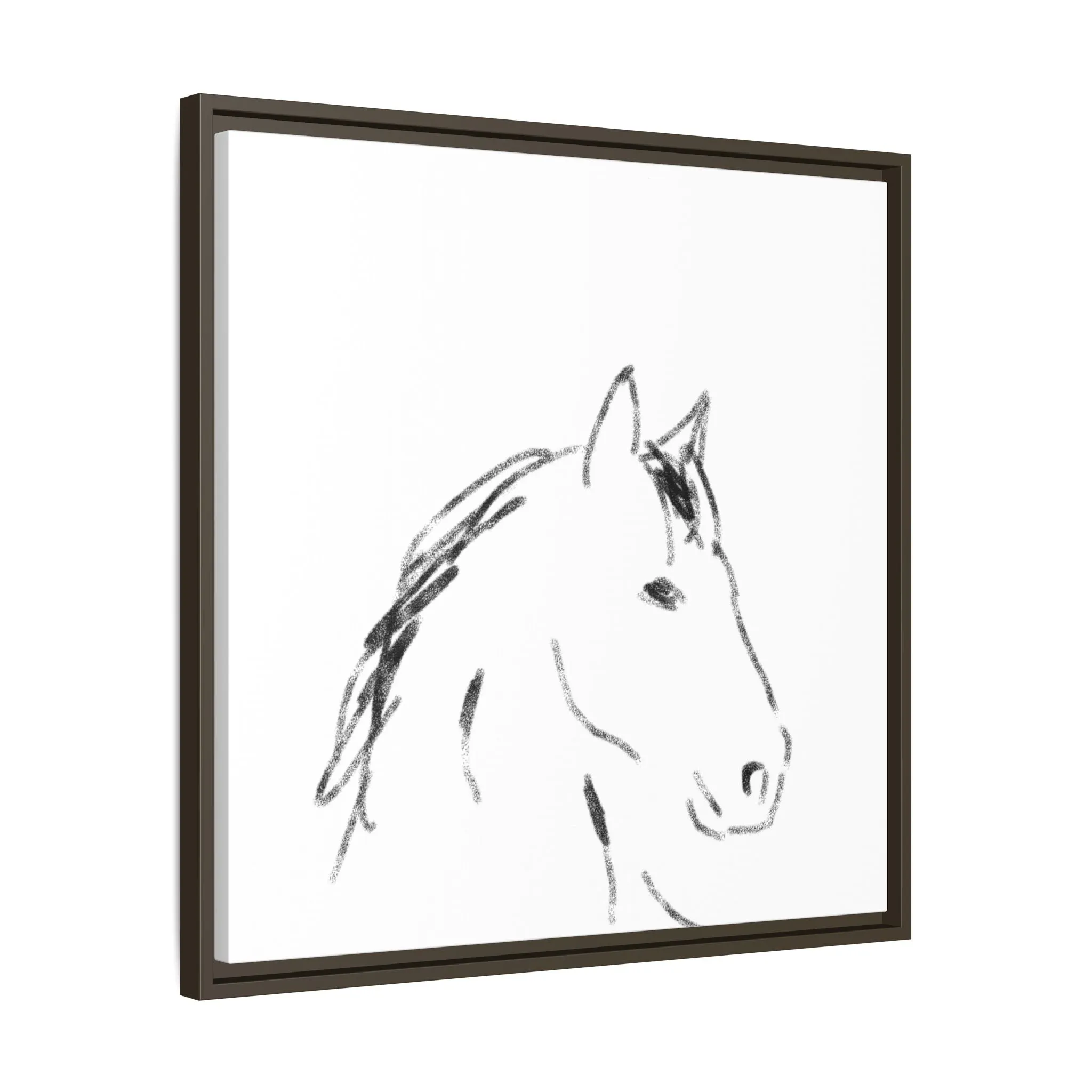 "Horse" - Artistic Framed Canvas - Modern Minimalist Line Art
