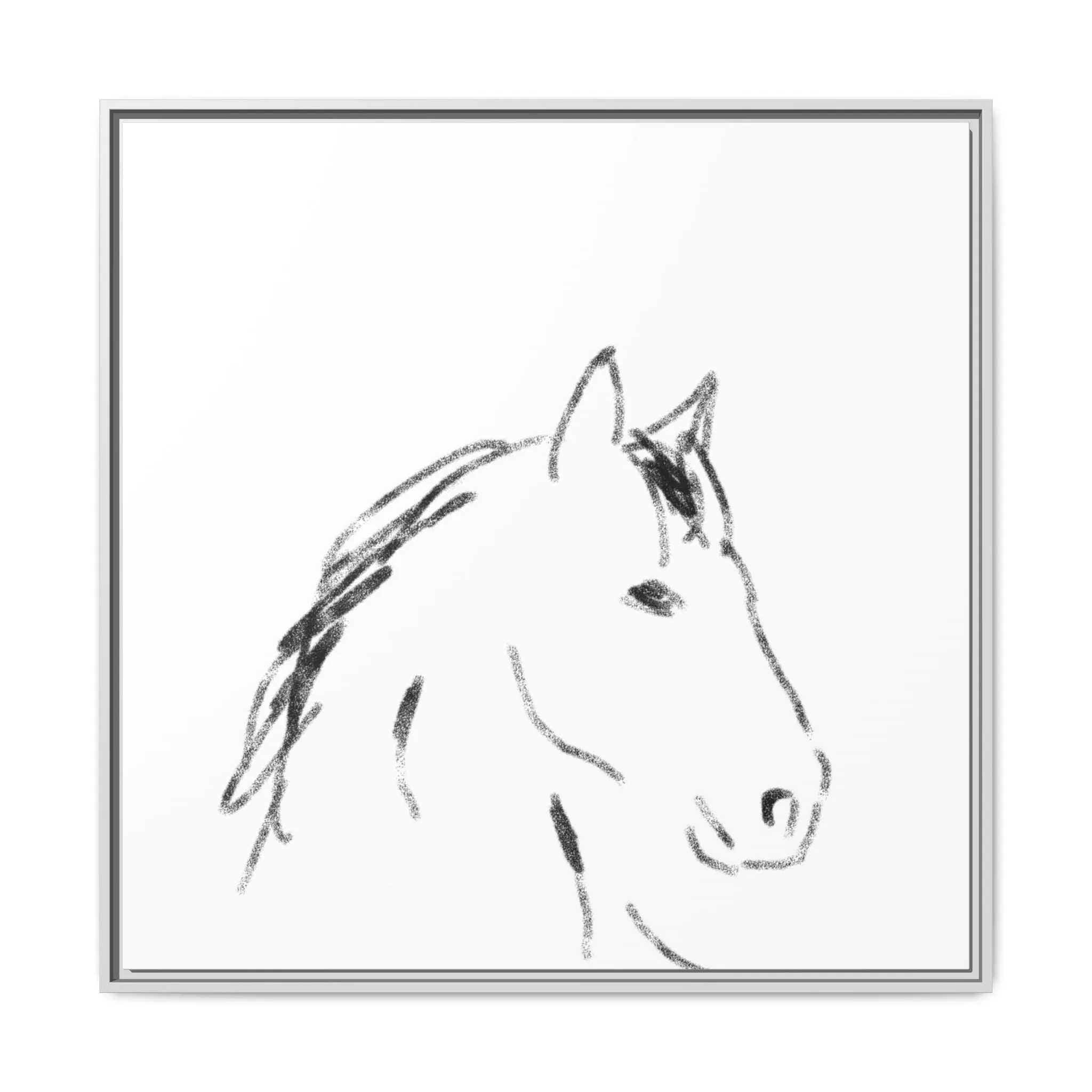 "Horse" - Artistic Framed Canvas - Modern Minimalist Line Art