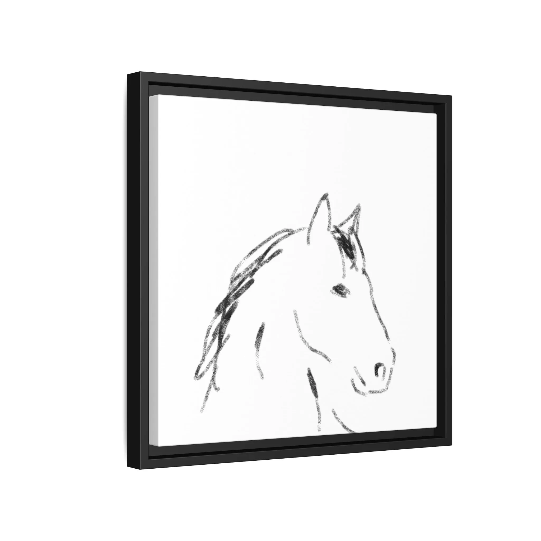 "Horse" - Artistic Framed Canvas - Modern Minimalist Line Art